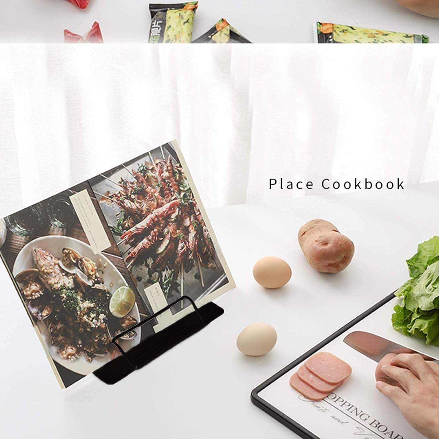 1PC Desk Book Stand Metal Reading Rest Book Holder Adjustable Cookbook Documents Holder Portable Sturdy Bookstands for Recipes Textbooks Tablet Music Books with Page Clips (Black)