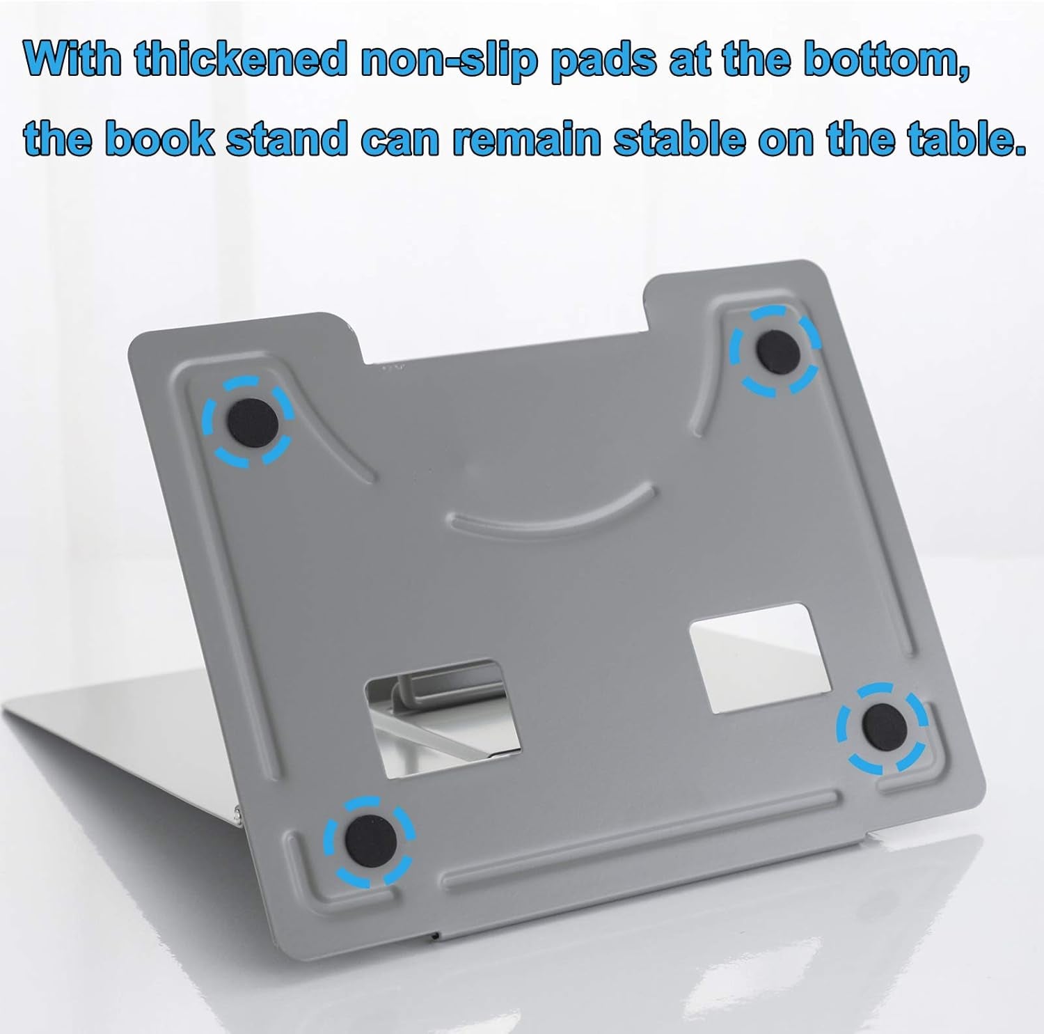 Desk Book Stand Metal Reading Rest Book Holder Angle Adjustable Stand Document Holder Portable Sturdy Lightweight Bookstands-Textbooks Tablet Music Books Cook Recipe (Grey)