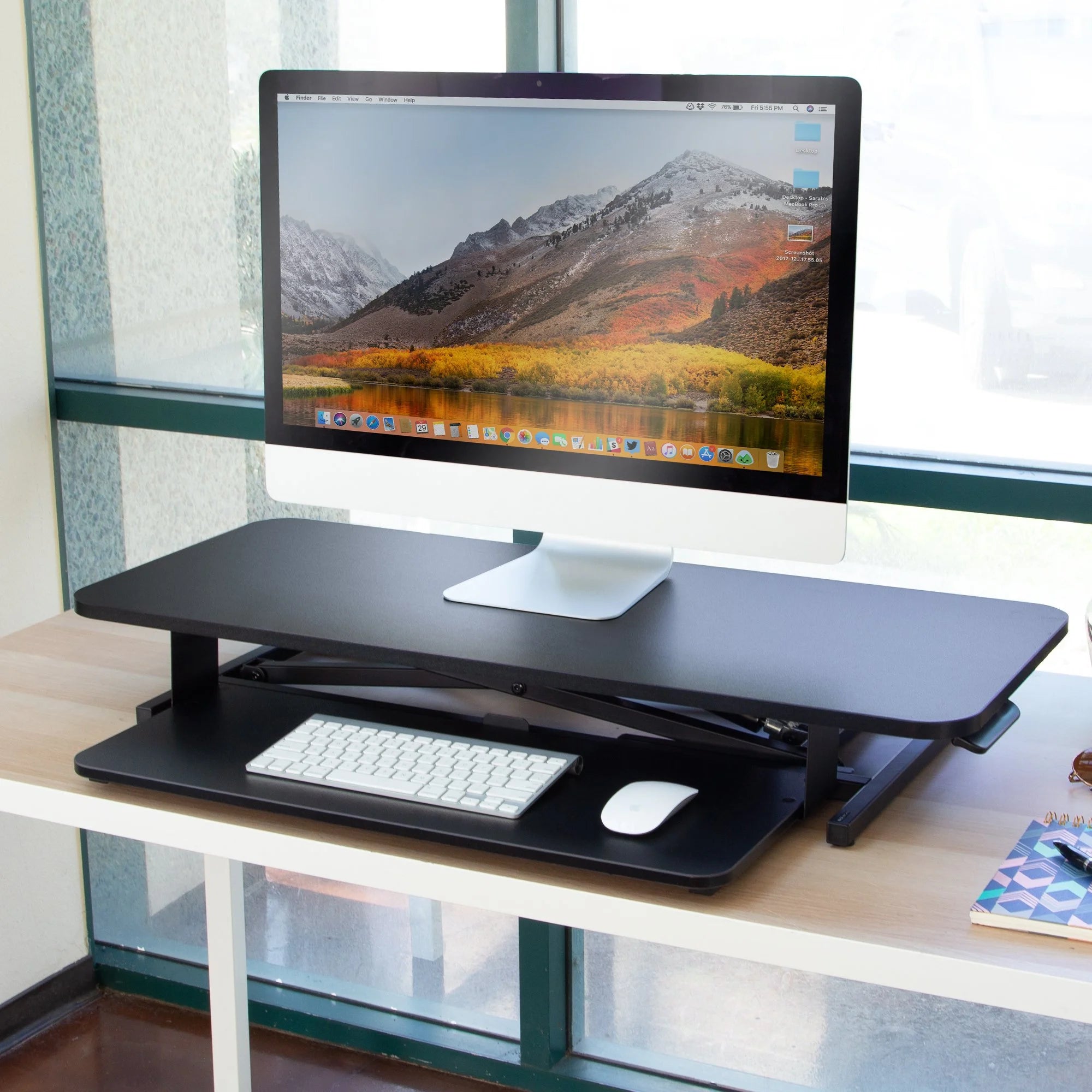 Standing Desk Converter, Sit Stand Desk Riser, 37 Inch Platform