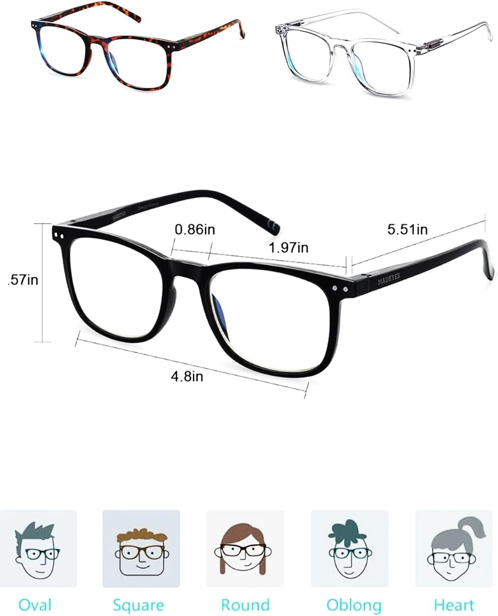 Blue Light Blocking Glasses, Blue Blocker Computer Glasses for Men Women, anti Glare 400 UV & Eye Strain Fake Square Glasses