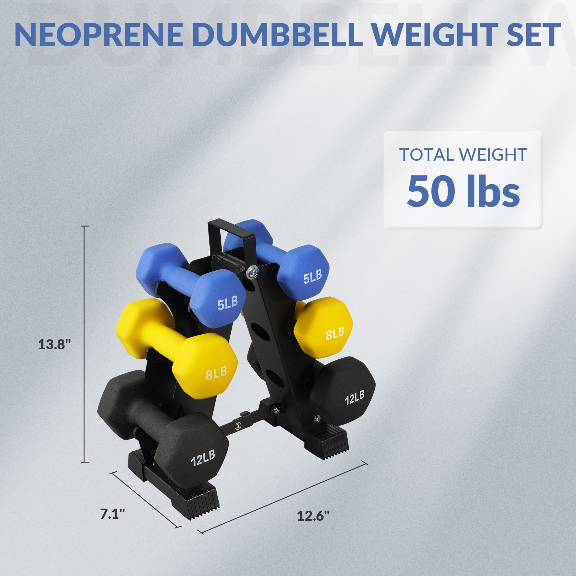 Dumbbell Set with Stand (5Lbs, 8Lbs, 12Lbs Set)