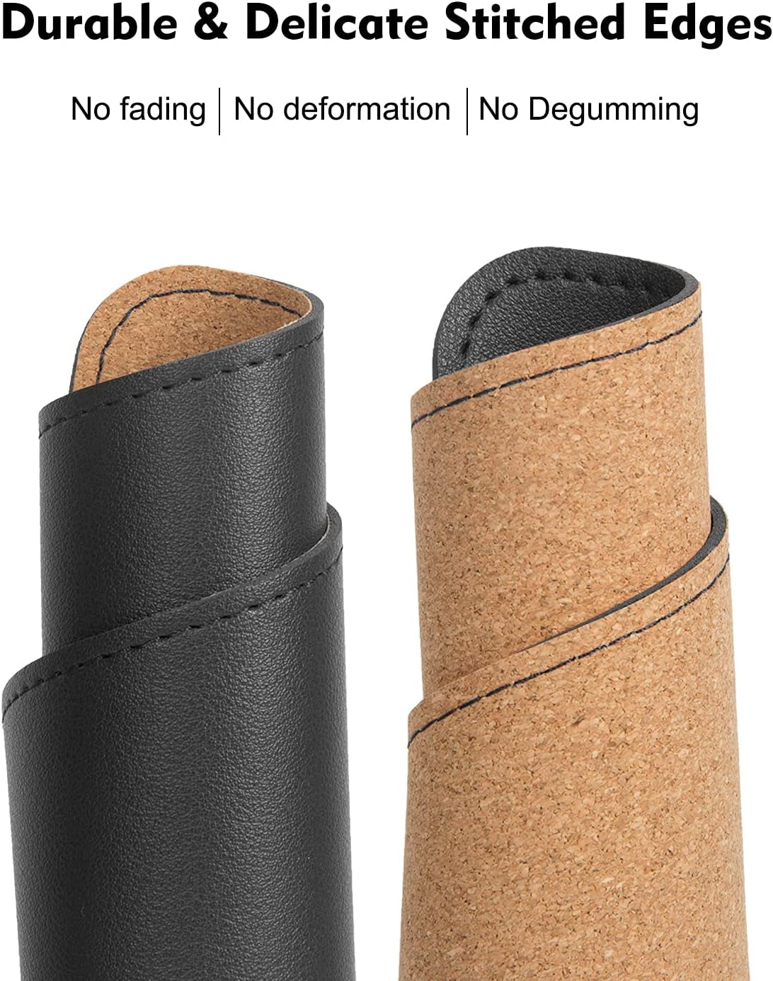 Leather, Wood Double Side Stitched Edges Waterproof Computer Mouse Pads for Laptop,Office & Home,1 Pack,8Inch11Inch, (Black)