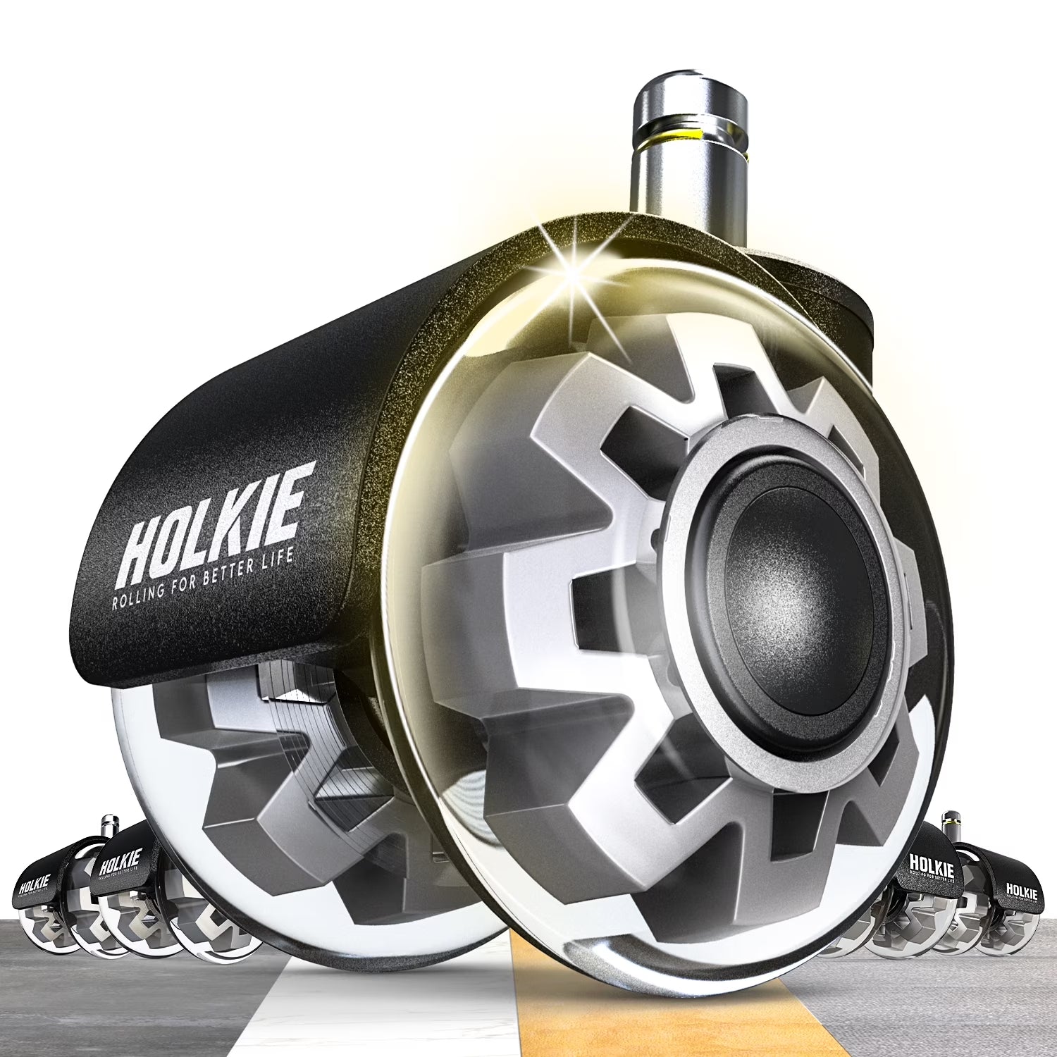 Office Chair Wheels Replacement Casters,5Pack 2Inch Heavy Duty Rubber Smooth & Quiet Rolling Casters Wheels,Gray