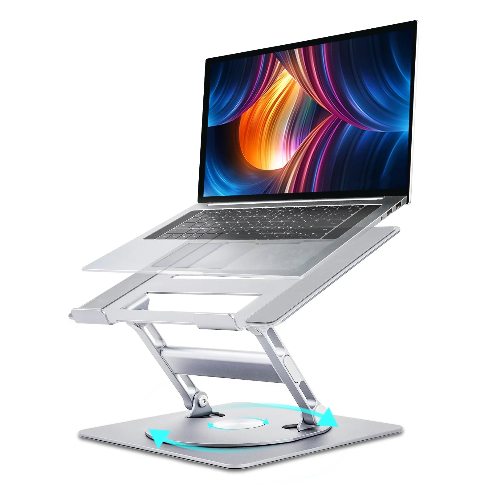 Portable Laptop Stand for Desk, Adjustable Foldable Aluminum Laptop Holder Riser with 360° Rotating, Compatible with 10-17 Inches