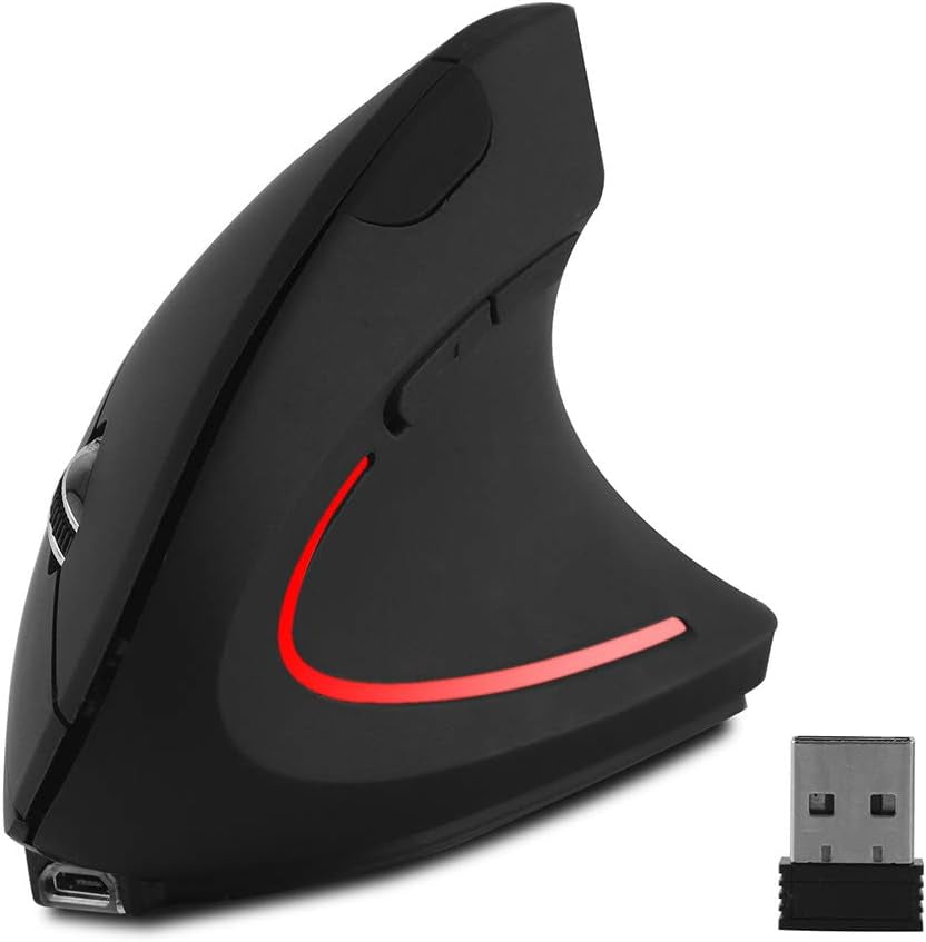Wireless Vertical Mouse, Wireless Ergonomic Vertical Mouse, 2.4G Optical Mice 800/1200/1600 High Precision for PC Laptop Desktop Mac (Ergonomic Mouse-Rechargeable)