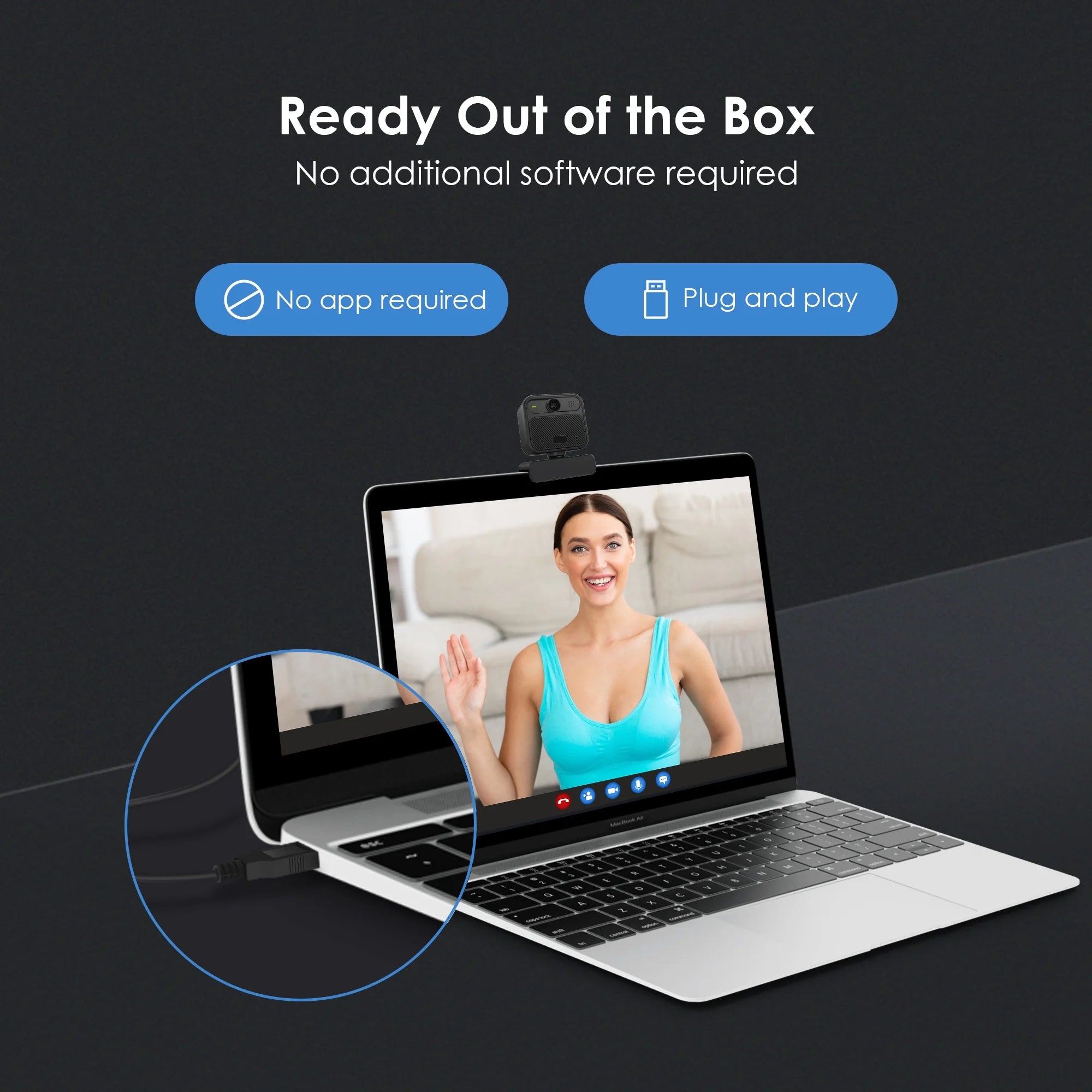 4K EPTZ Webcam with Dual Microphones, Zoom Remote, Precisefocus, USB for PC, Laptop, Switch 2, Conference, Video Streaming