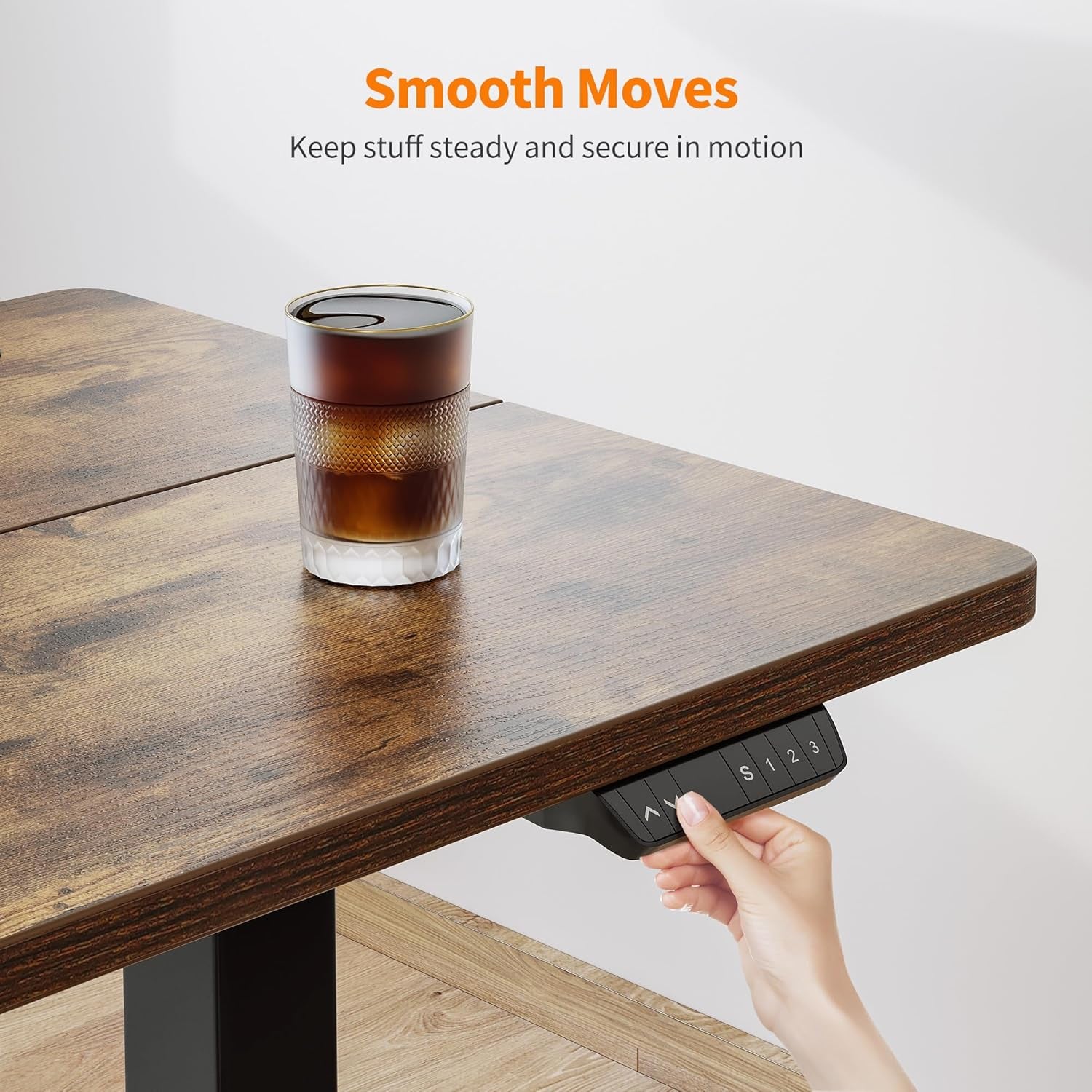 48'' Electric Standing Desk,Adjustable Height Stand up Desk,Sit Stand Home Office Desk, Rustic Brown Top