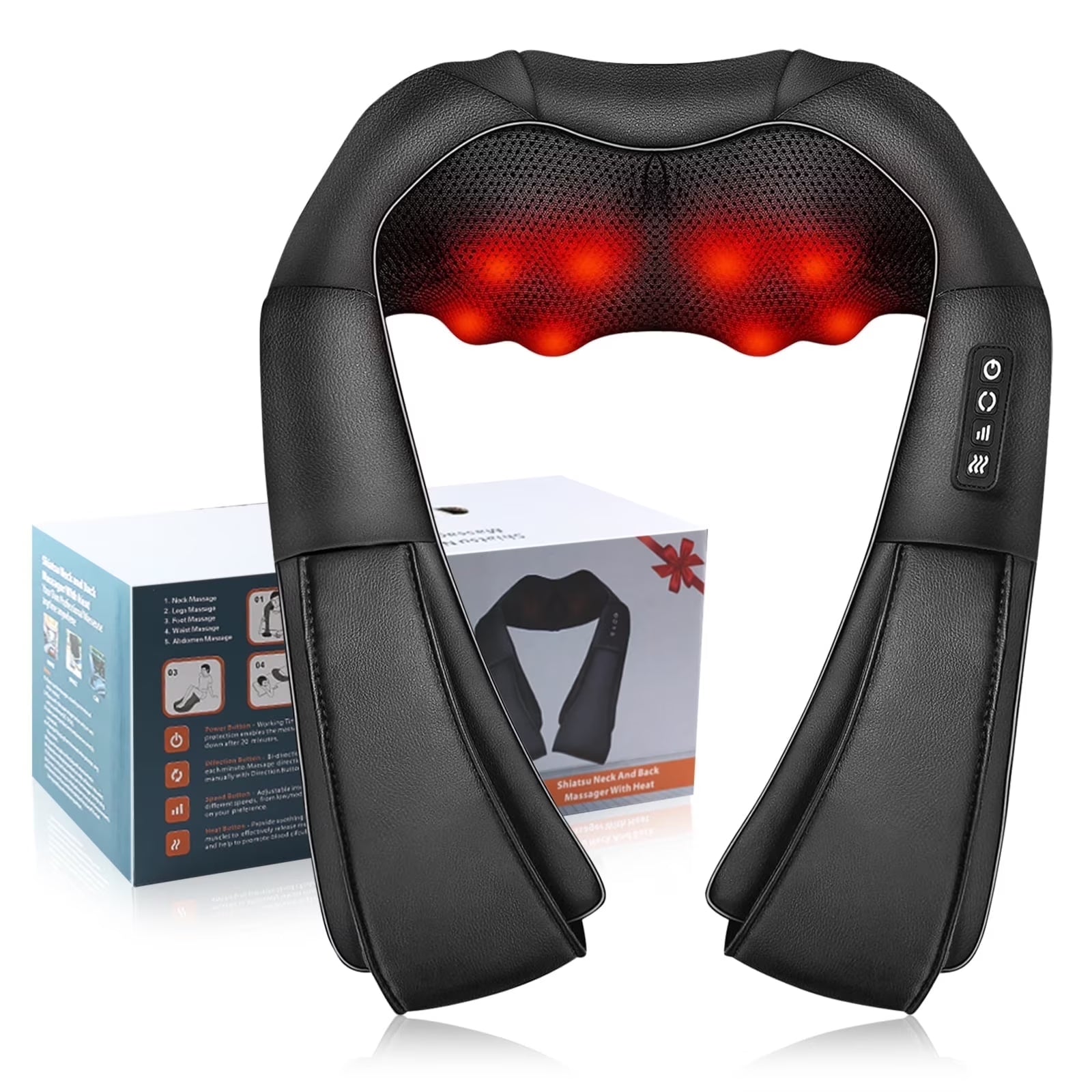 Back and Neck Massager with Heat, Shiatsu Massager Deep Tissue Kneading Massage for Muscle Relax, Office Car Home Use