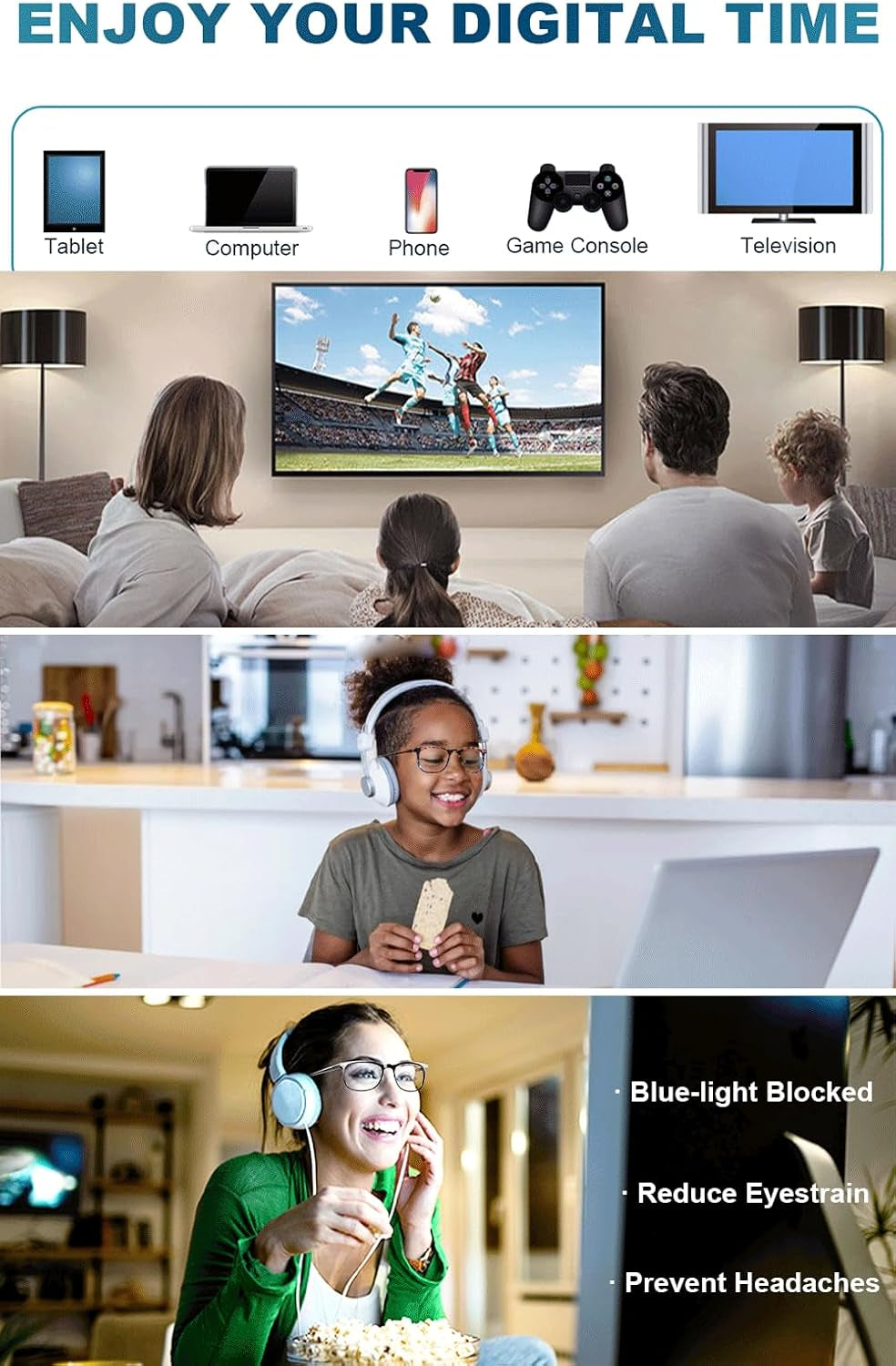 Blue Light Blocking Glasses, Blue Blocker Computer Glasses for Men Women, anti Glare 400 UV & Eye Strain Fake Square Glasses