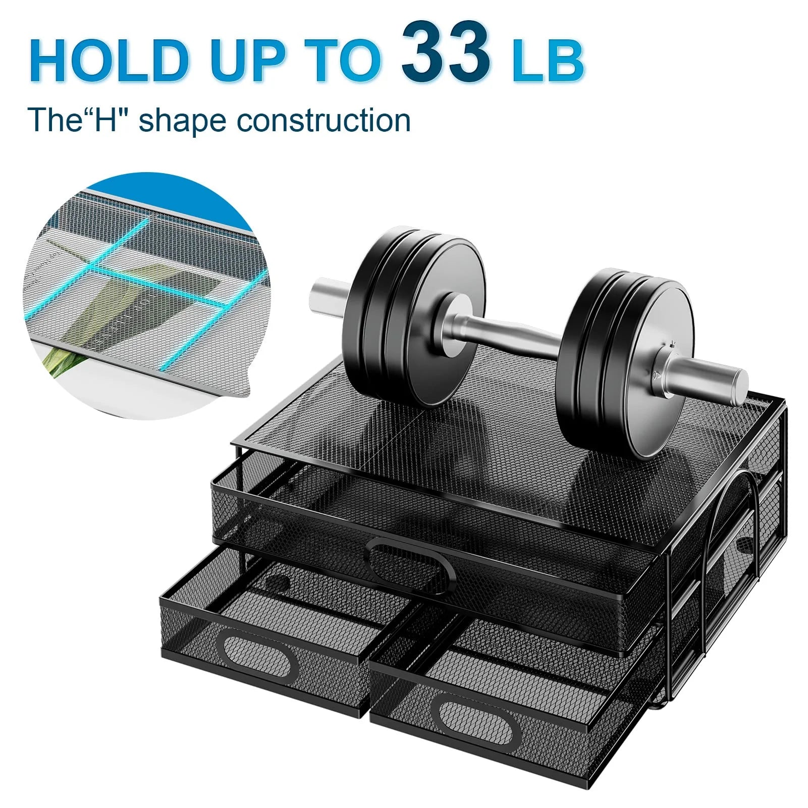 Monitor Stand with Drawer, Monitor Stand, Metal Mesh Desk Organizer with Three Pull Out Storage Drawers