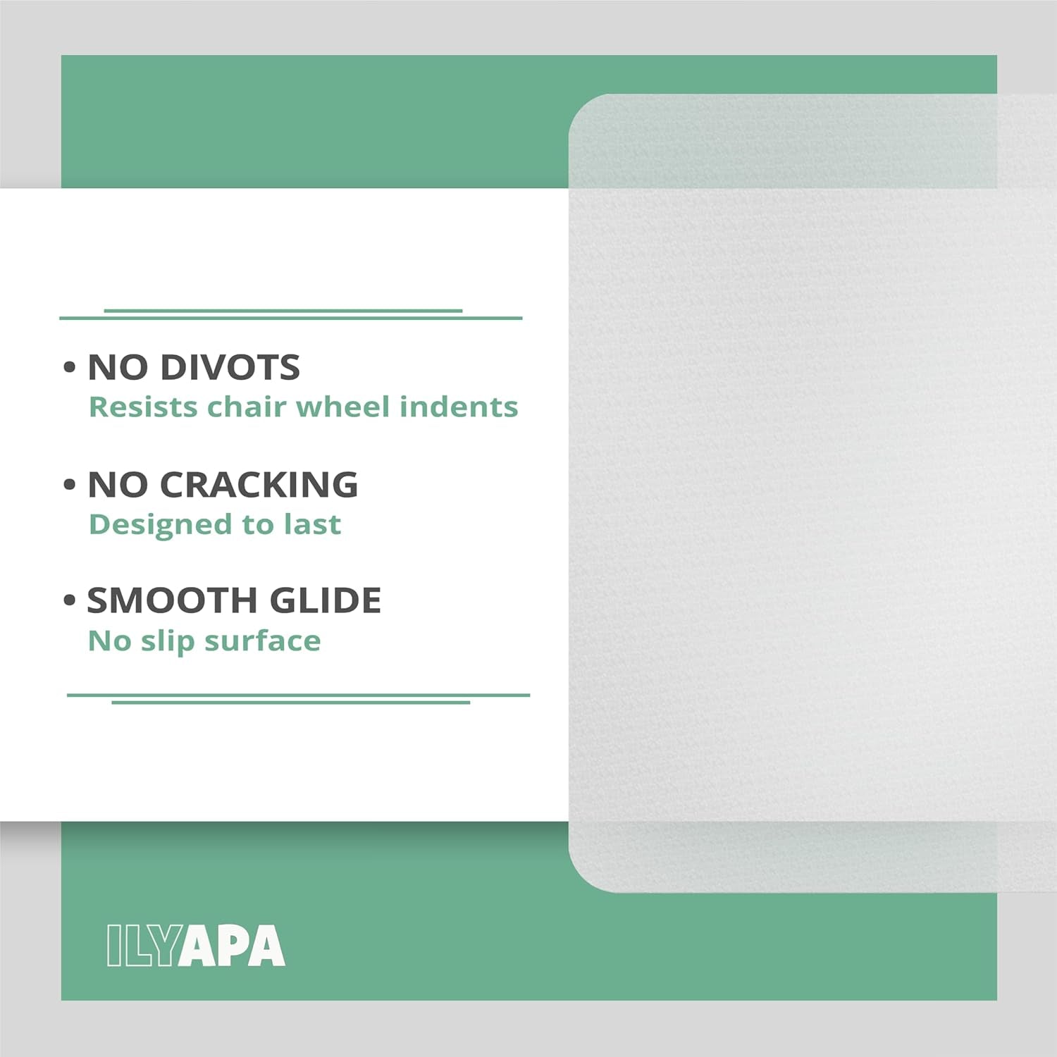 Office Chair Mat for Hardwood Floor, 47"X 59"- PVC under Desk Mat for Computer Chairs on Harwood, Tile and Carpet Floor - Plastic Protector