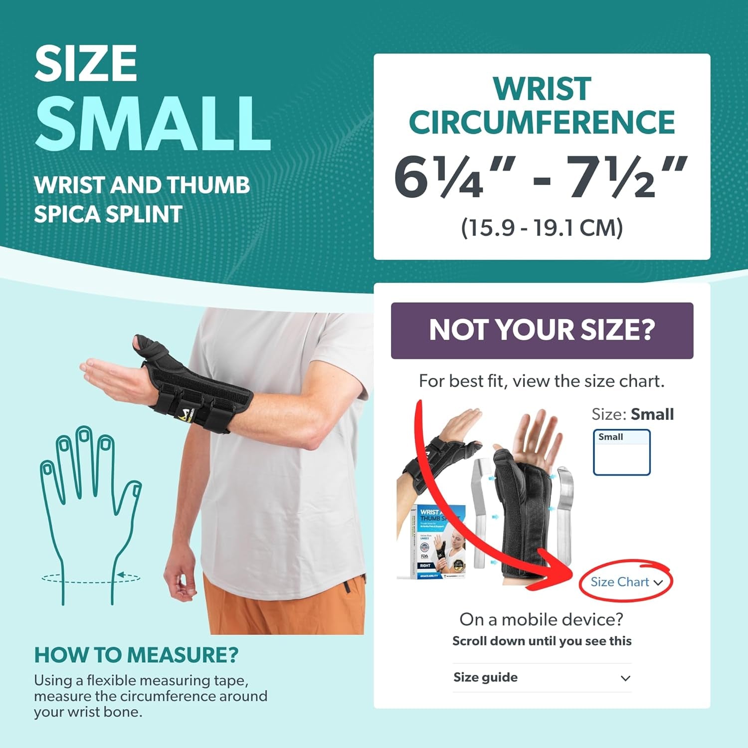 Wrist and Thumb Spica Splint - De Quervain'S Tenosynovitis Long Forearm Cast Stabilizer for Tendonitis, Sprains, Thumb Brace for Arthritis Pain and Support - (S Right Hand)