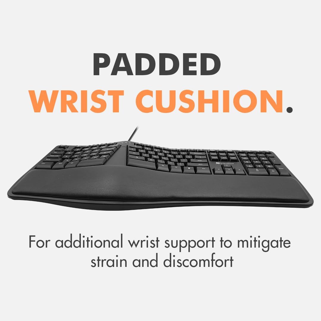 X9 Wired Ergonomic Split Keyboard with Cushioned Wrist Rest