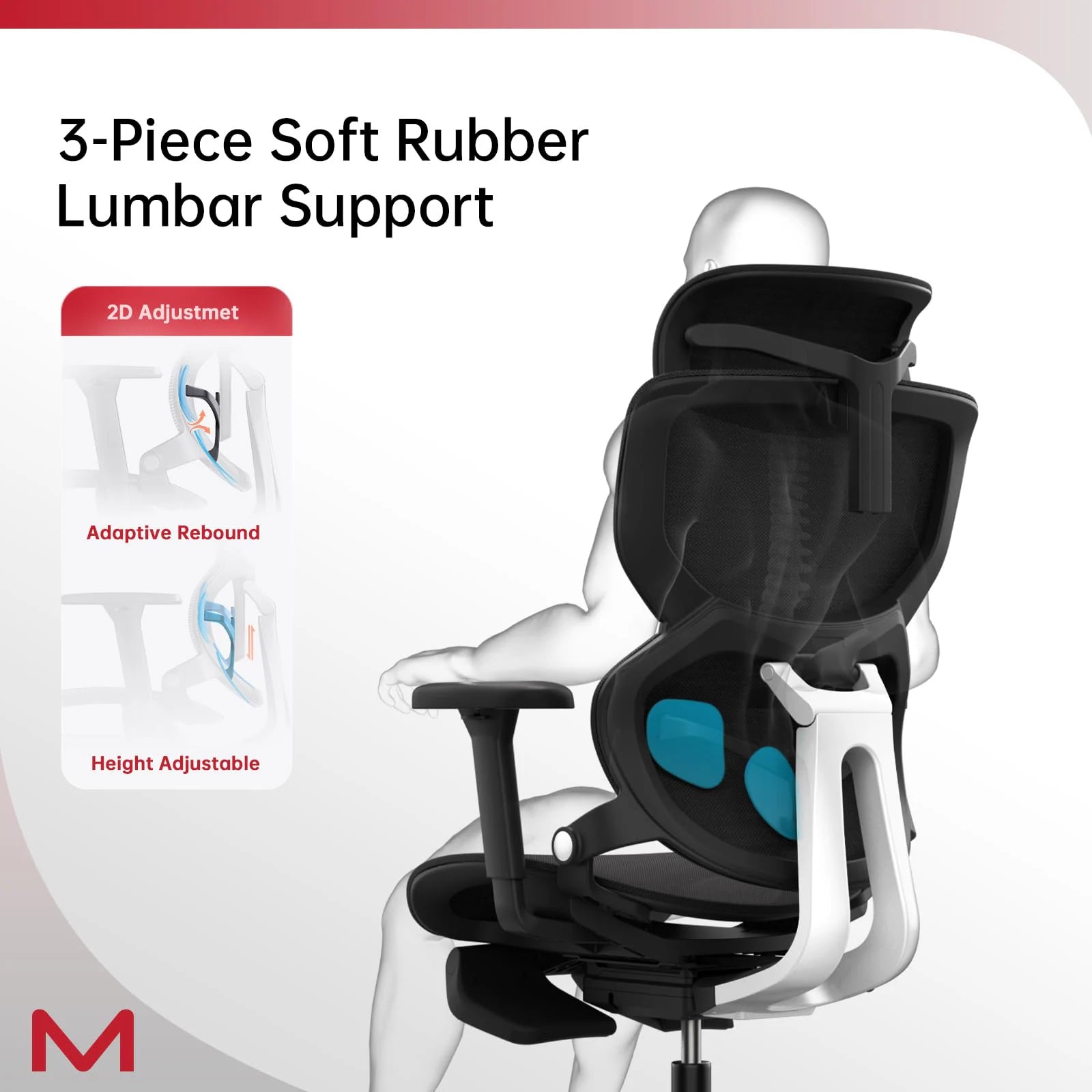 Ergonomic Office Chair with Footrest Home Office Chair with Soft Rubber Lumbar Support Tilt Mesh Computer Chair
