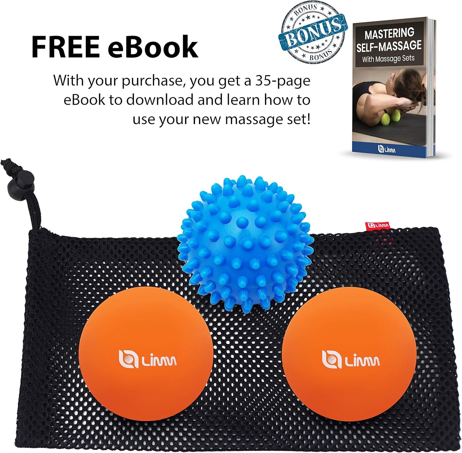 Massage Ball Set - Spiky & Lacrosse Ball - Massage Ball Therapy for Plantar Fasciitis & Pain Relief - Deep Tissue Trigger Point Myofascial Release Ball for Back, Foot, Shoulder & Neck Pain