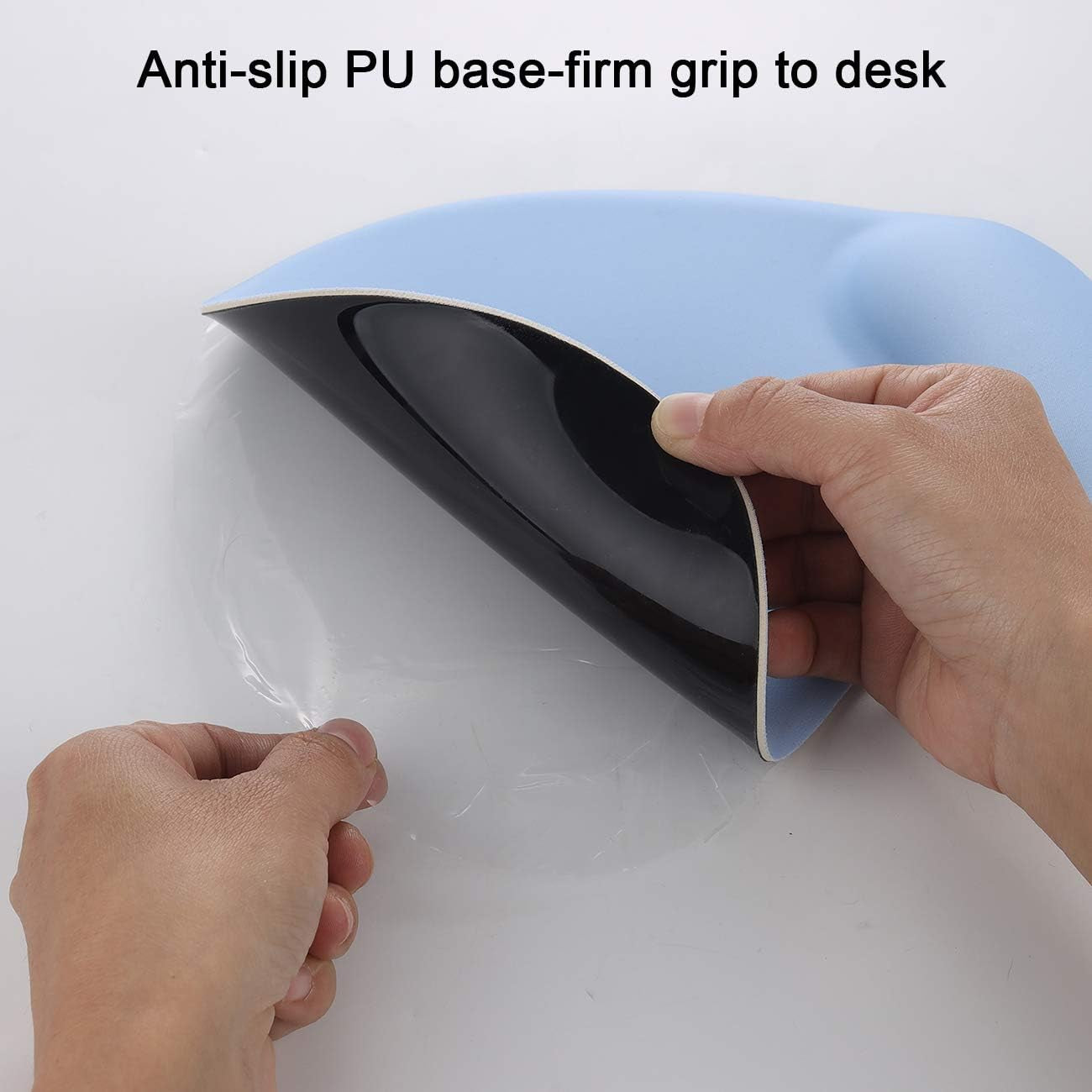 Ergonomic Computer Mouse Pad with Wrist Rest Support, Pain Relief Mouse Pad with Non-Slip PU Base for Home Office Working Studying (Blue)