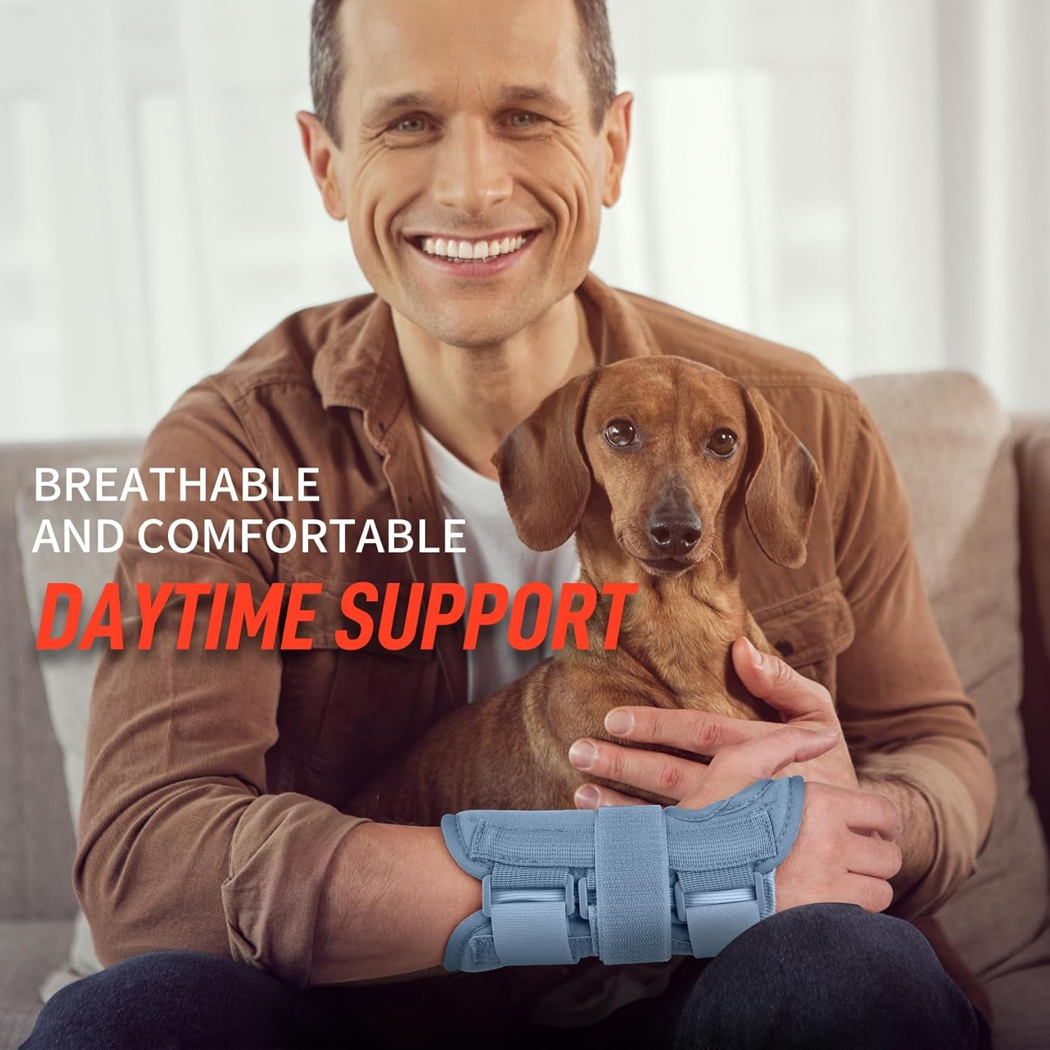 Wrist Brace Carpal Tunnel for Women Men, Adjustable Night Sleep Support Brace with Splints Right Hand, Small/Medium