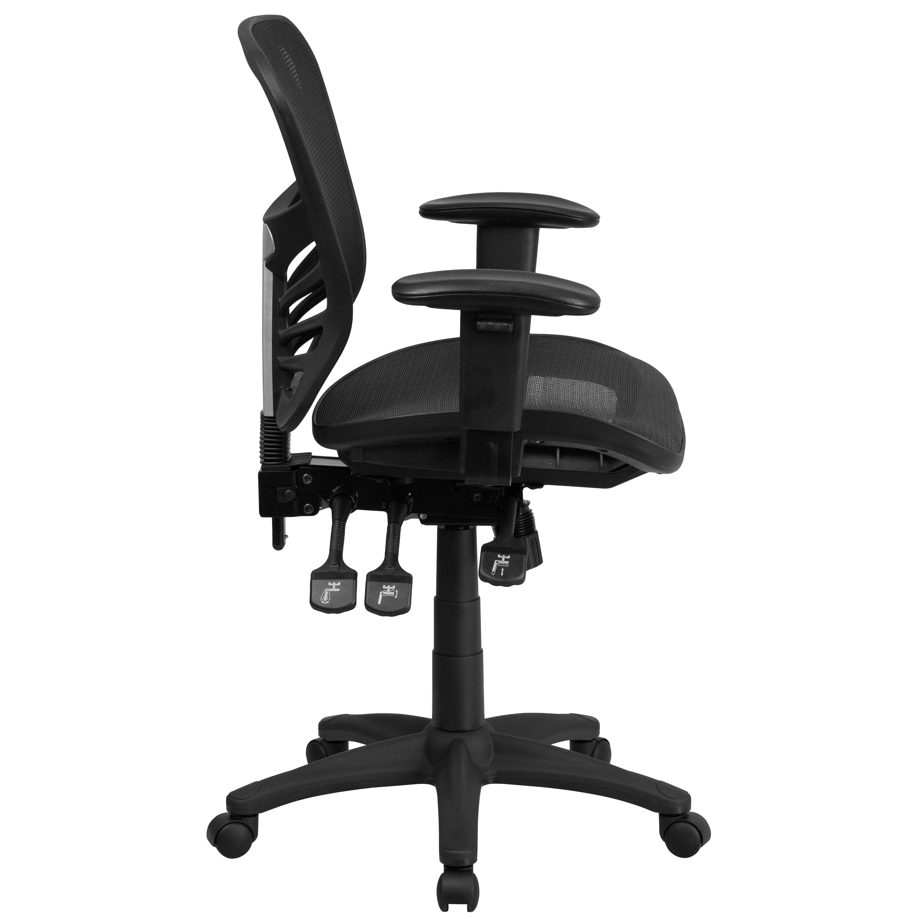Mid-Back Transparent Black Mesh Multifunction Executive Swivel Ergonomic Office Chair with Adjustable Arms