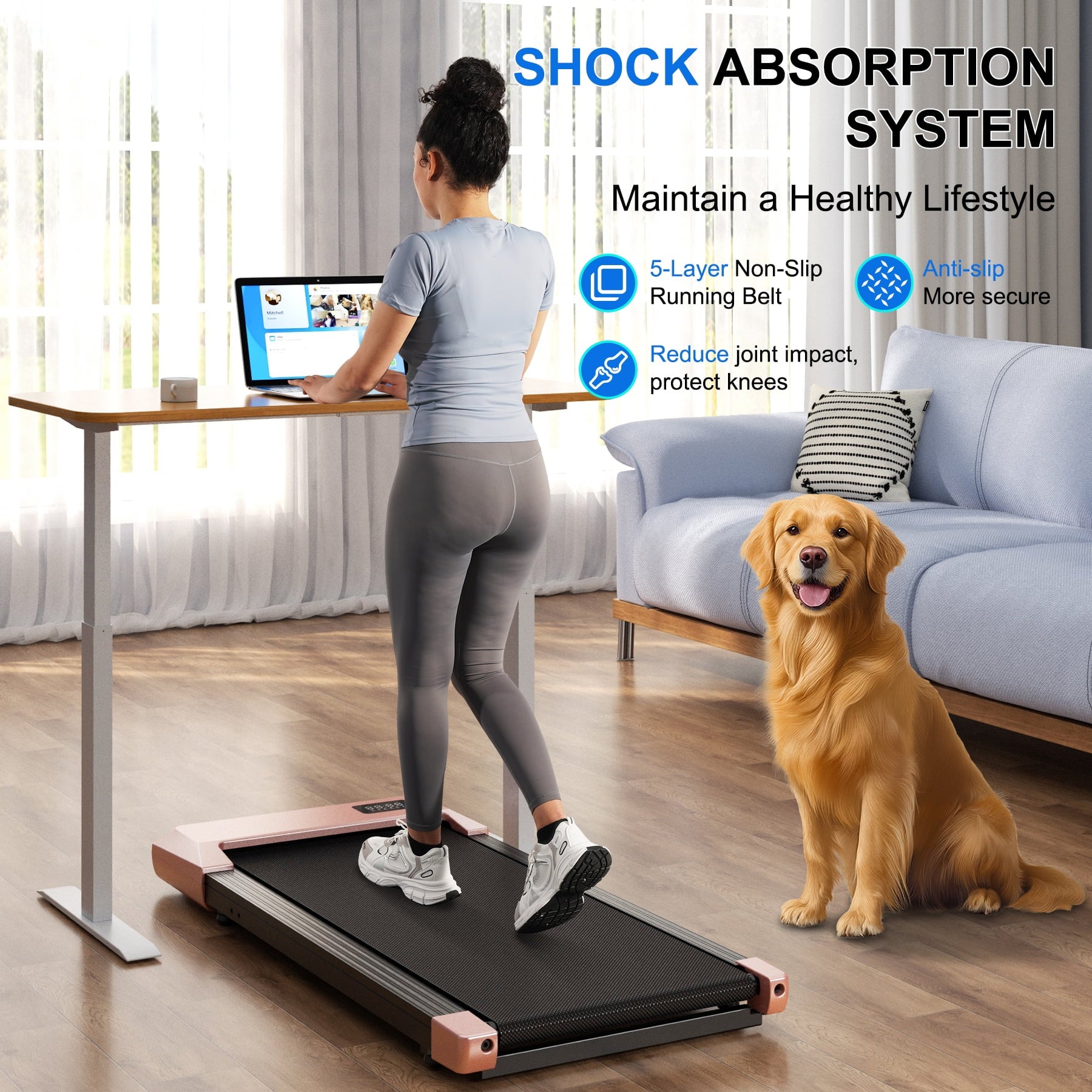Walking Pad, under Desk Treadmill, 3 in 1 Portable Treadmill with Remote Control LED Display, 2.5 HP Quiet Walking Jogging Machine for Office Home Use, 250 Lbs Capacity
