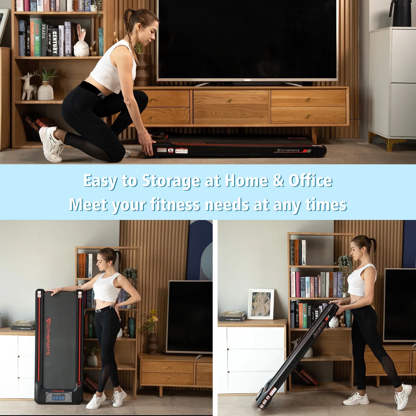 under Desk Treadmill, Walking Pad for Home, 1-6 KM/H, LCD Display, Alloy Steel Frame, Compact & Portable