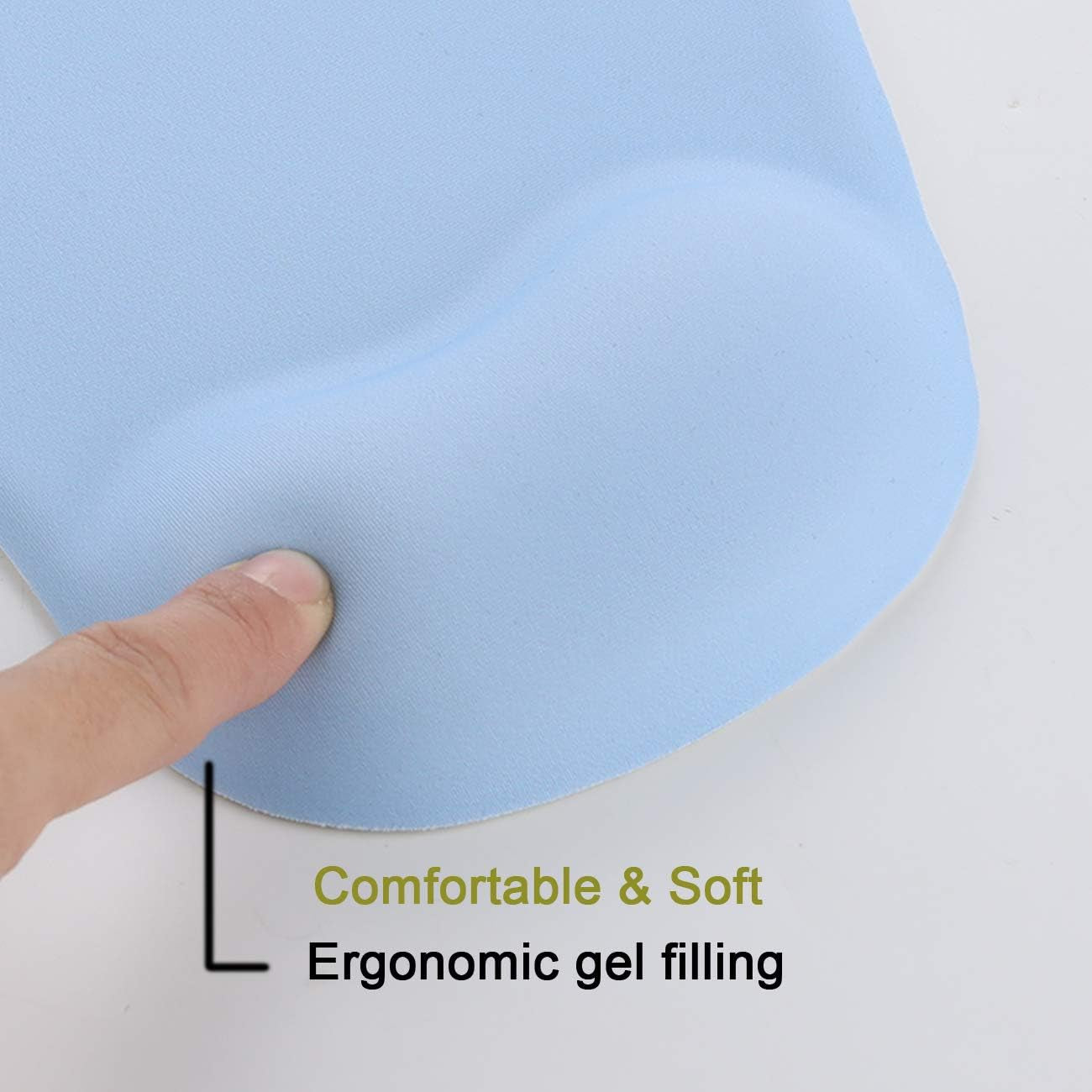 Ergonomic Computer Mouse Pad with Wrist Rest Support, Pain Relief Mouse Pad with Non-Slip PU Base for Home Office Working Studying (Blue)