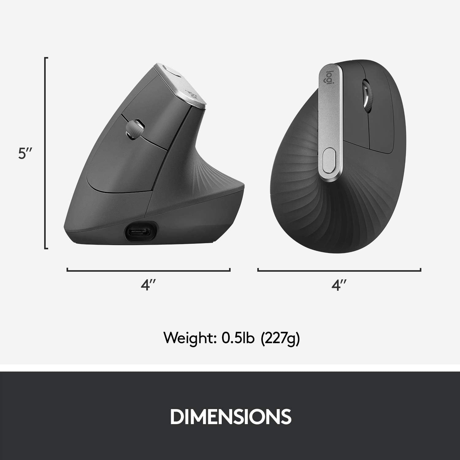 Logitech MX Vertical Wireless Mouse – Ergonomic Design Reduces Muscle Strain, Move Content Between 3 Windows and Apple Computers, Rechargeable,