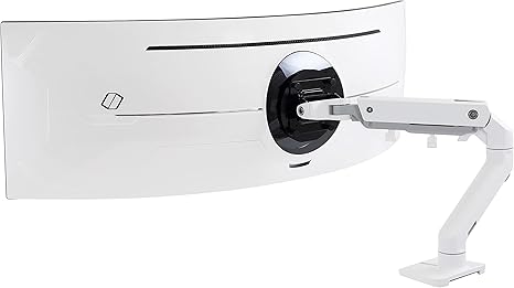 Ergotron – HX HD Premium Heavy Duty Gaming Monitor Arm, Single Monitor Desk Mount – for 1000R Curved Ultrawide Monitors Up to 49 Inches, 28 to 42 lbs, VESA 75x75mm or 100x100mm – HD Pivot, White