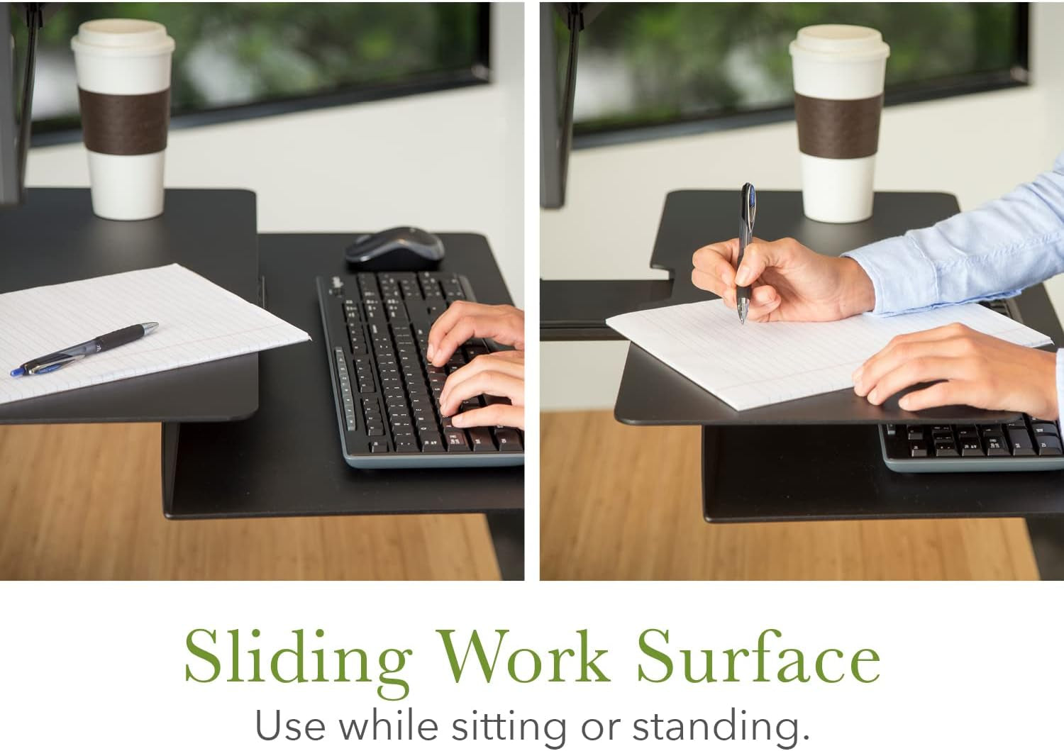 Sit2Stand plus Standing Desk Converter with Dual Monitor Crossbar - 18” Height Adjustable Sit-Stand Workstation - Silver/White (Plus Model)