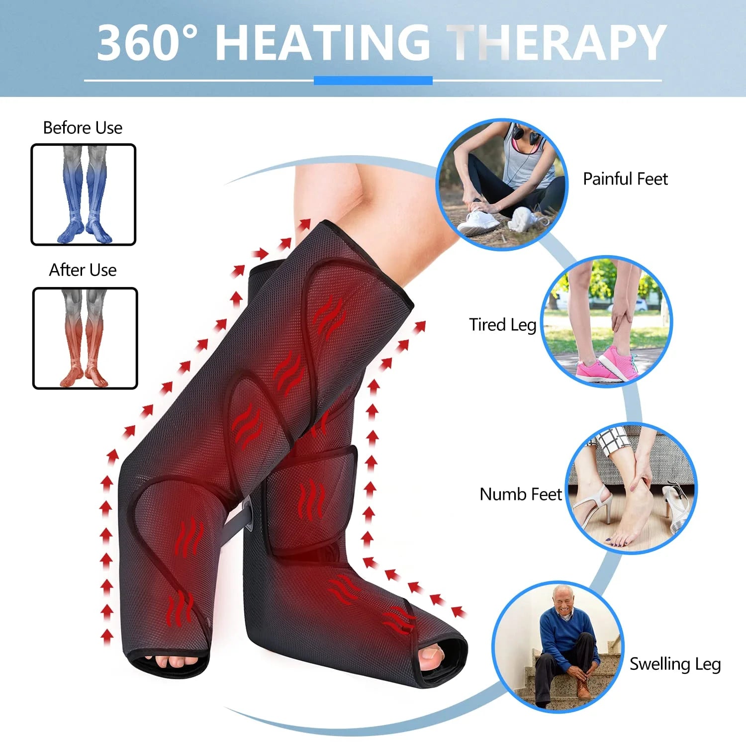 Leg Massager with Heat for Circulation, Foot and Calf Massager Heated Compression FSA/HSA Eligible