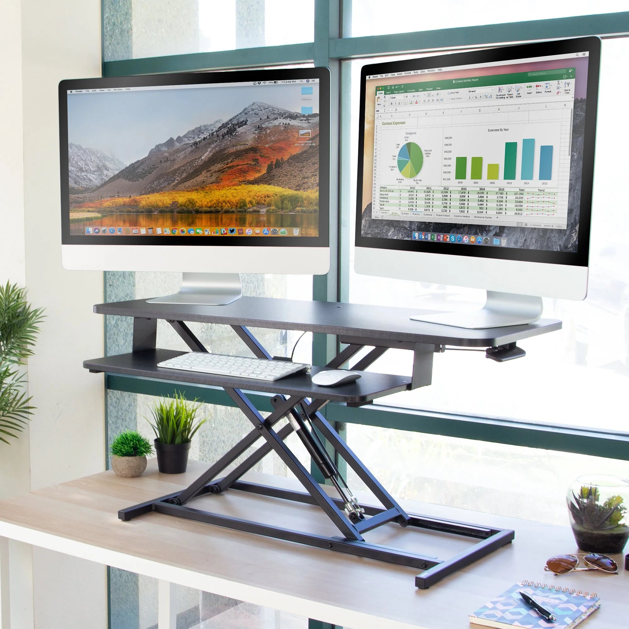 Standing Desk Converter, Sit Stand Desk Riser, 37 Inch Platform