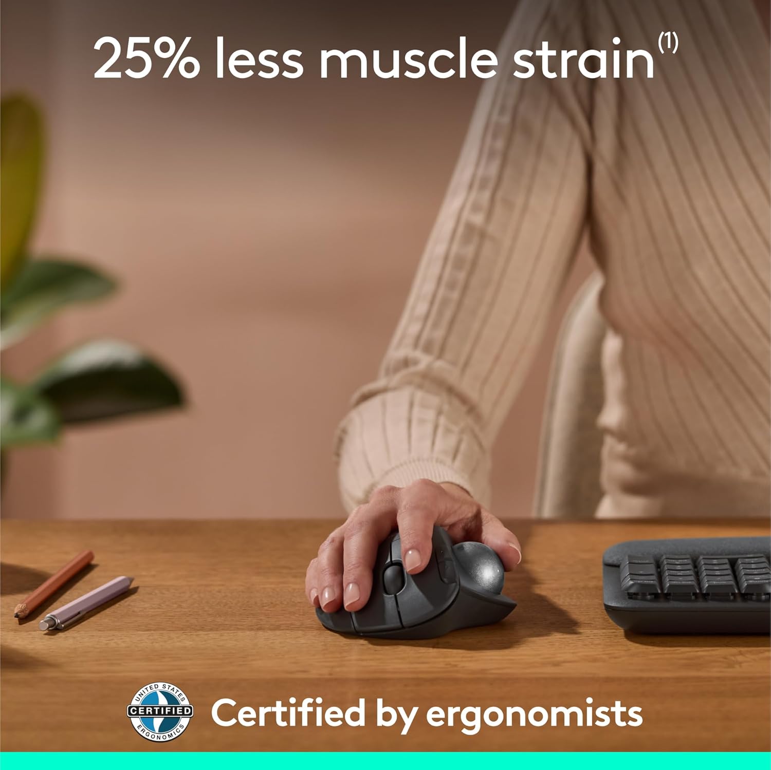 Logitech Ergo M575S Wireless Trackball Mouse, Wireless Ergonomic Mouse with Bluetooth and Encrypted Dongle, Comfortable Thumb Control, Precise and Smooth Tracking, for PC/Mac