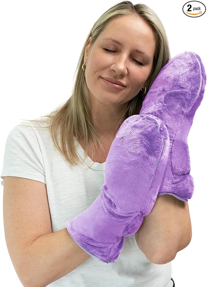 Microwavable Mittens and Heated Gloves for Arthritis Hands – Hand Warmers for Arthritis Using Moist Heat Therapy – Pain Relief for Raynaud's, Stiff Fingers & Carpal Tunnel (Lavender)