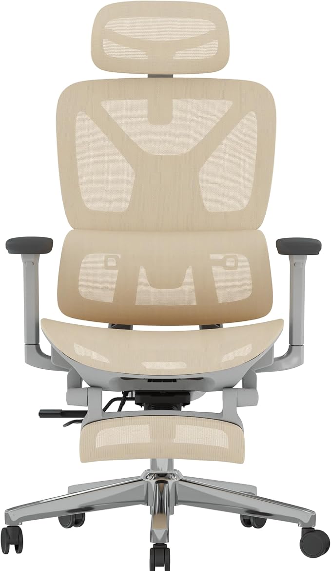 FLEXISPOT ErgoX Premium Ergonomic Office Chair with Footrest- Adjustable 3D Armrests, Dynamic Lumbar Support, Recline & Tilt Function, Mesh Seat, for Home & Office Use