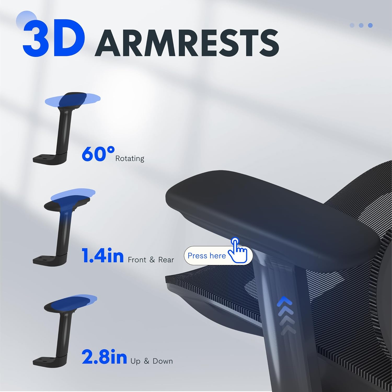 FLEXISPOT ErgoX Premium Ergonomic Office Chair with Footrest- Adjustable 3D Armrests, Dynamic Lumbar Support, Recline & Tilt Function, Mesh Seat, for Home & Office Use