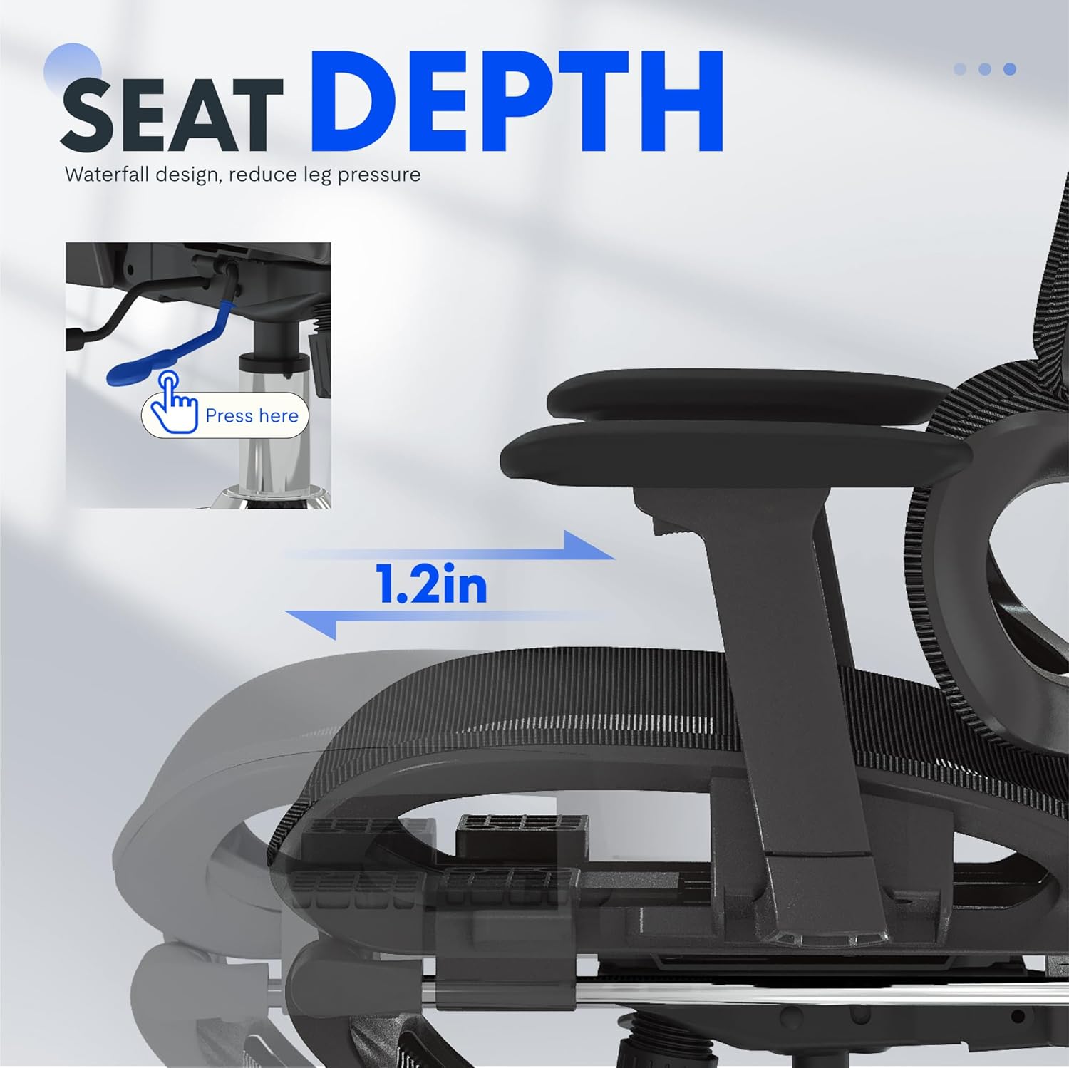 FLEXISPOT ErgoX Premium Ergonomic Office Chair with Footrest- Adjustable 3D Armrests, Dynamic Lumbar Support, Recline & Tilt Function, Mesh Seat, for Home & Office Use