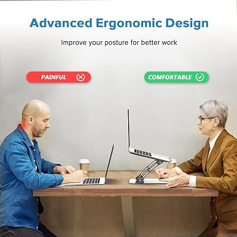 WONNIE Laptop Stand for Desk - Ergonomic Aluminum Riser with Heat-Vent for 10"-17" Notebooks (Silver)