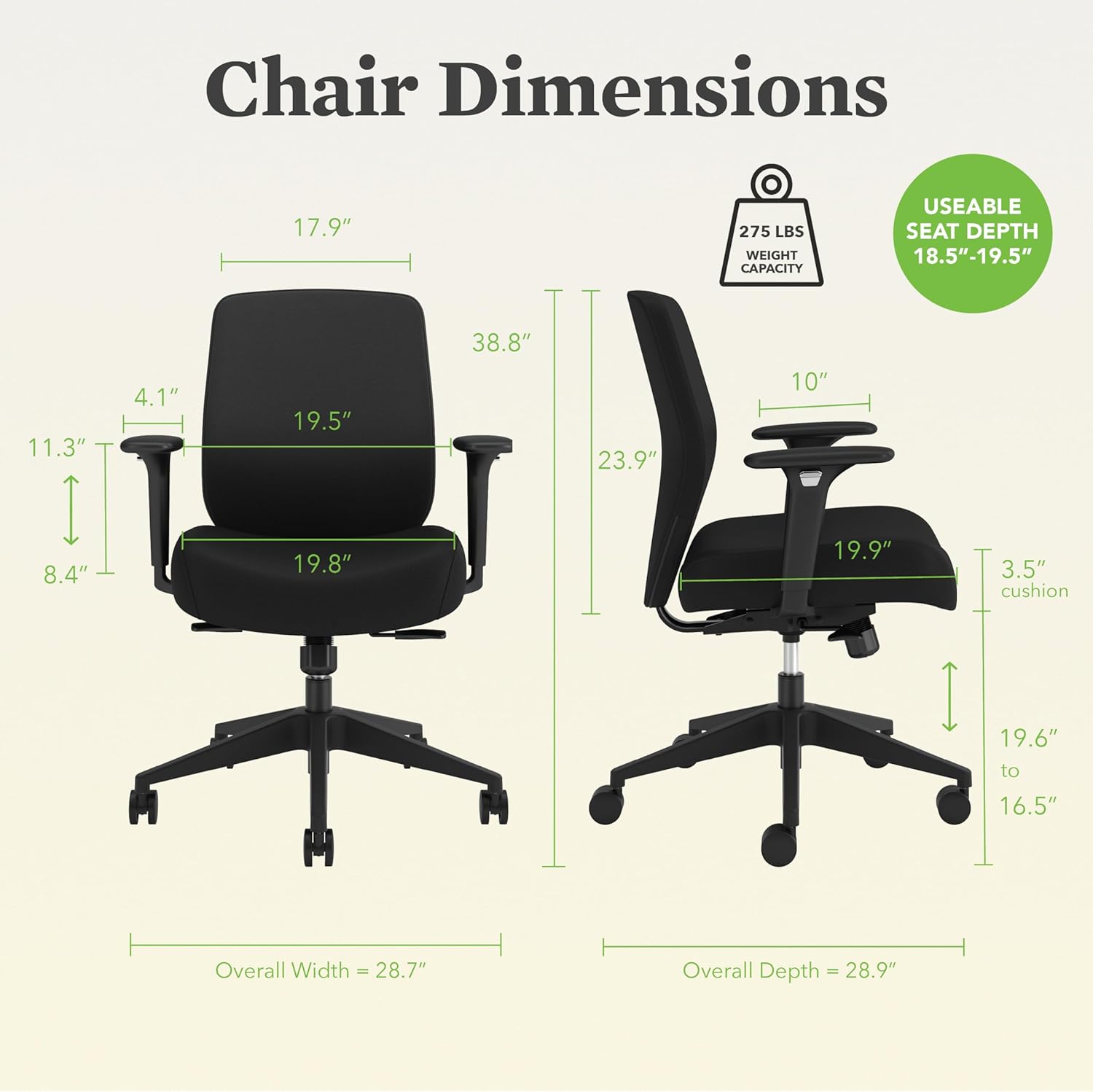 HON Altern Ergonomic Fabric Office Chair with Arms, Wheels, Foam Cushion Seat, Low Back Home Office Desk Chair Comfy, Height Adjustable Arms, Synchro-Tilt