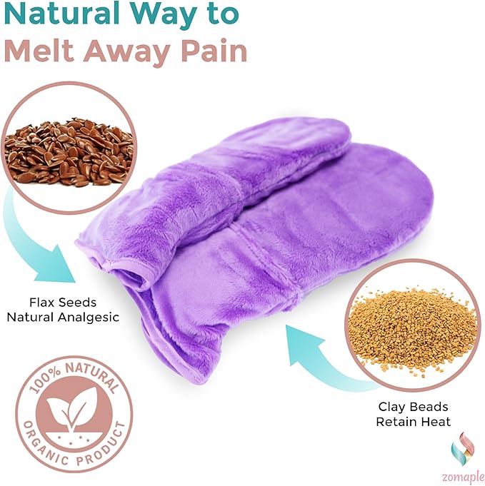 Microwavable Mittens and Heated Gloves for Arthritis Hands – Hand Warmers for Arthritis Using Moist Heat Therapy – Pain Relief for Raynaud's, Stiff Fingers & Carpal Tunnel (Lavender)