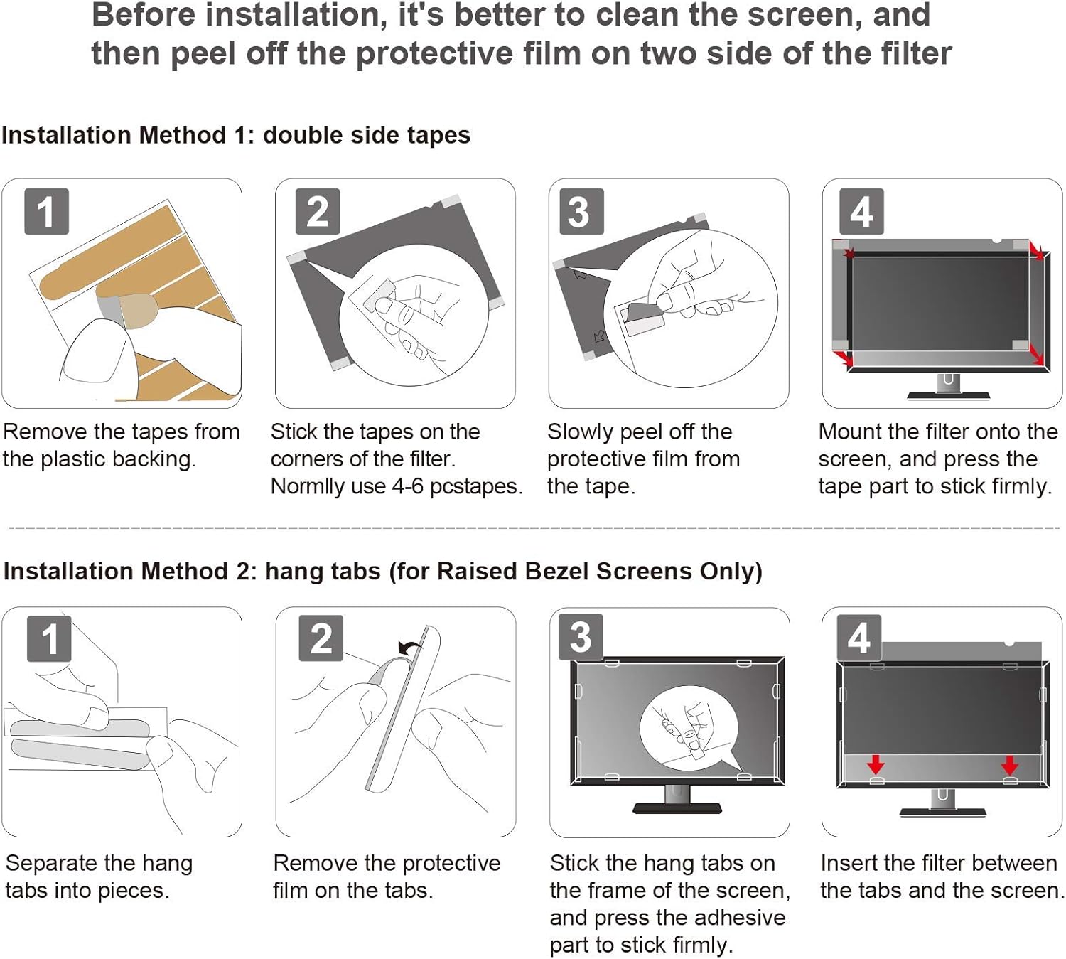 23.8 Inch Computer Privacy Screen Filter - Suitable for 16:9 Aspect Ratio Widescreen Monitor - Blue Light Filter - Anti-Glare & Anti-Scratch Protector Film (23.8" Widescreen (16:9))