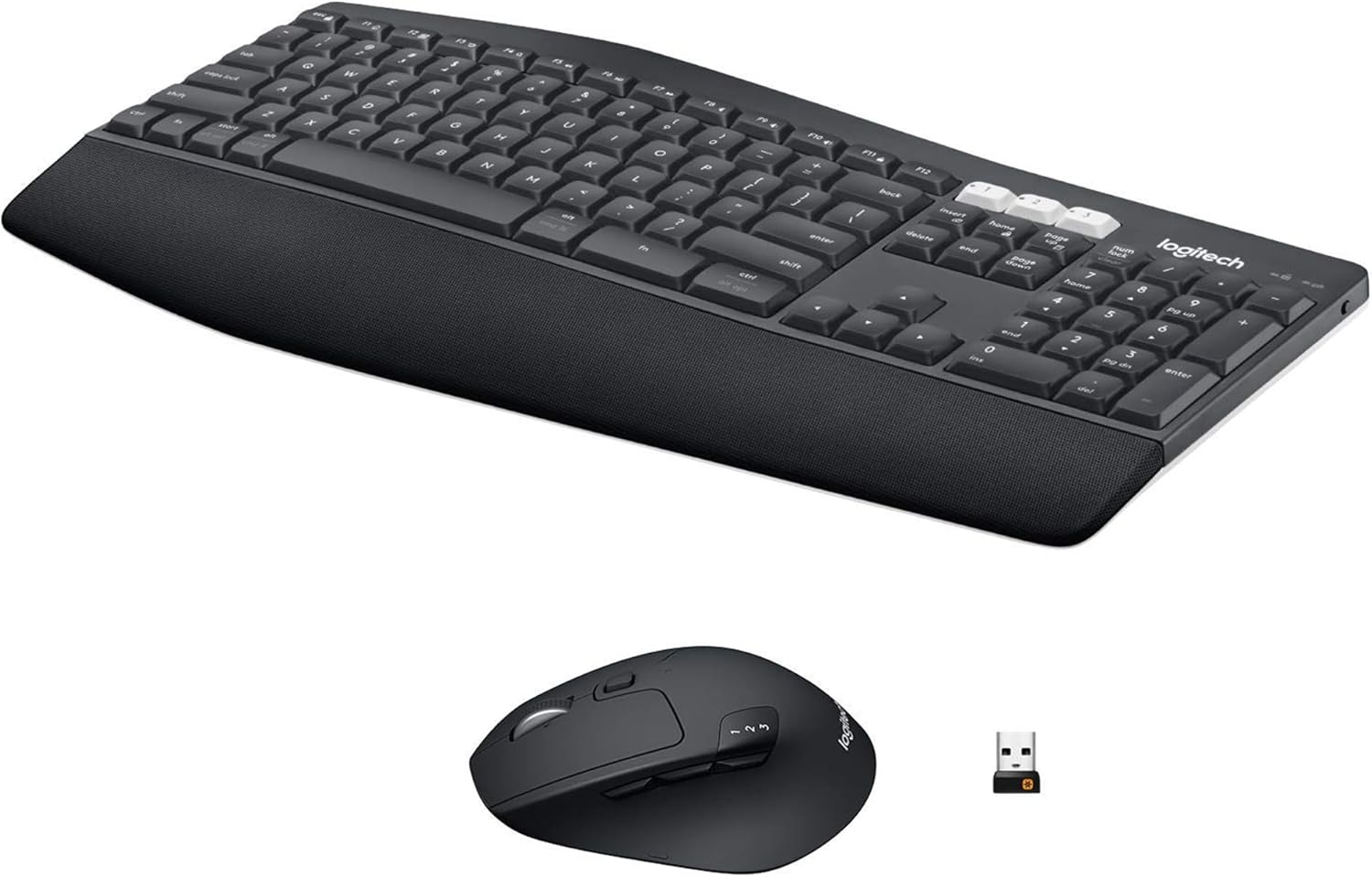 Logitech MK850 Performance Wireless Keyboard and Mouse Combo for Windows, macOS & ChromeOS, Bluetooth & 2.4 GHz USB Receiver, Full-Size Ergonomic Keyboard, Multi-Device, Cushioned Palm Rest