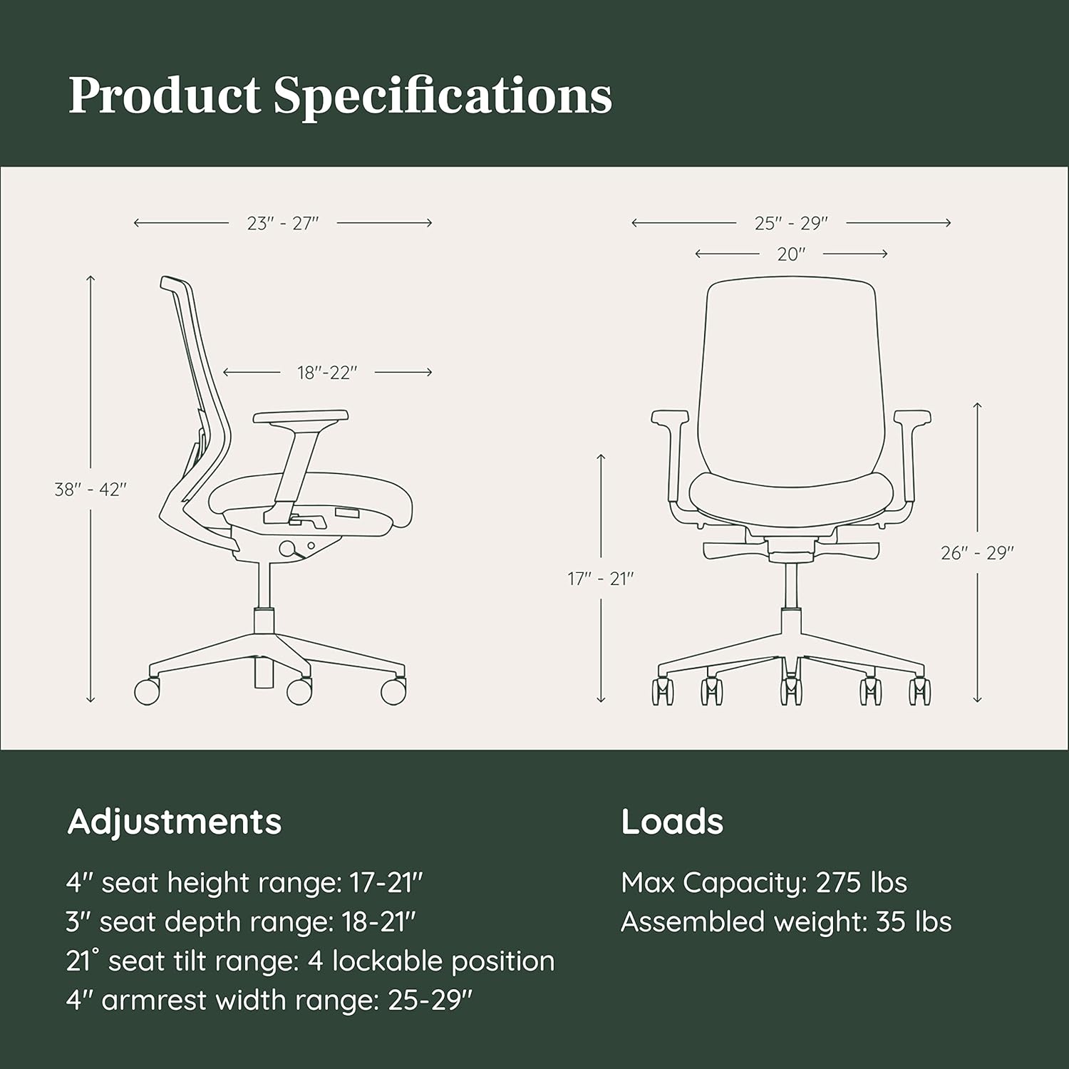 Branch Ergonomic Chair - A Versatile Desk Chair with Adjustable Lumbar Support, Breathable Mesh Backrest, and Smooth Wheels - Experience Optimal Comfort and Support