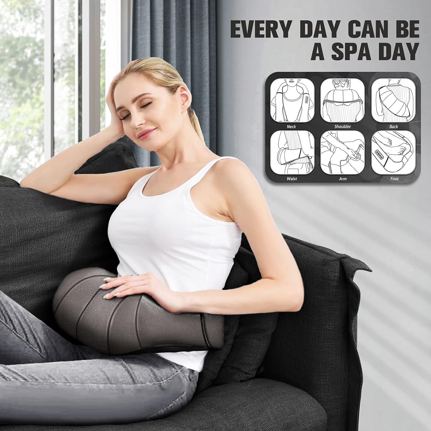 MagicMakers Neck Massager with Heat - Shiatsu Kneading Back & Shoulder Massager for Pain Relief & Muscle Soreness