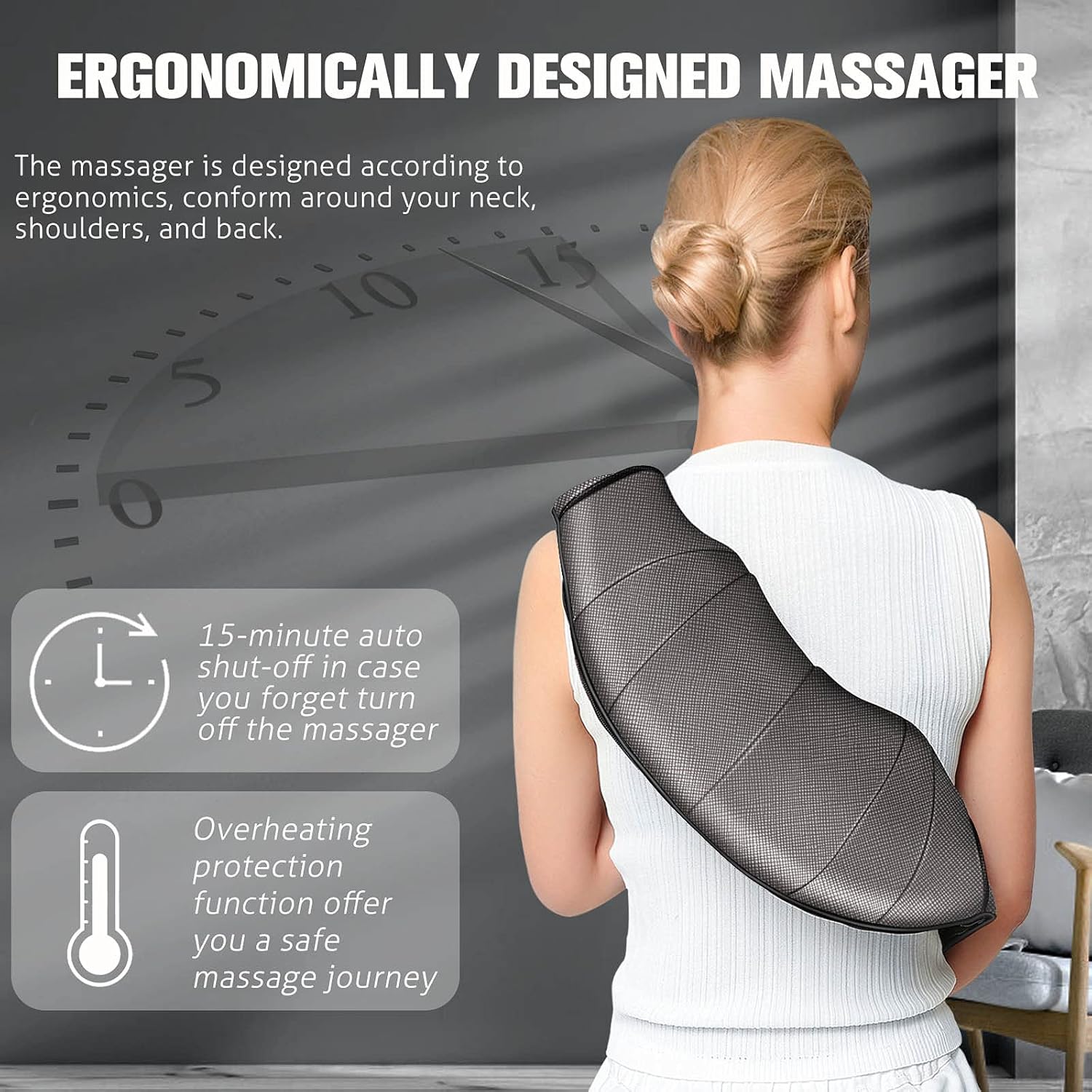 MagicMakers Neck Massager with Heat - Shiatsu Kneading Back & Shoulder Massager for Pain Relief & Muscle Soreness