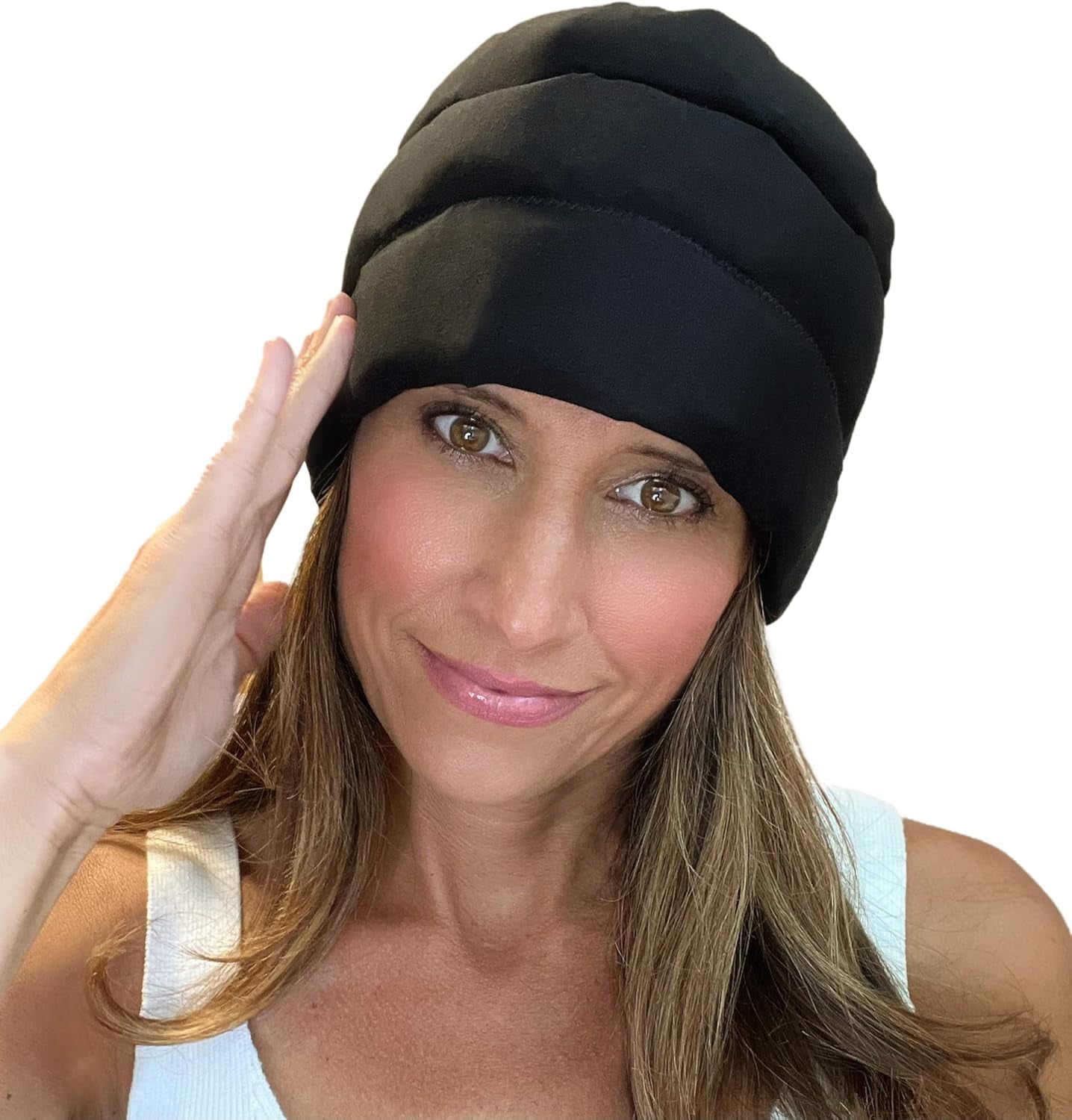Halo - Migraine Relief Cap Long Lasting Cooling Ice Pack Mask - Cold Compress Head Wrap for Tension, Stress & Hangover Natural Cooling Therapy