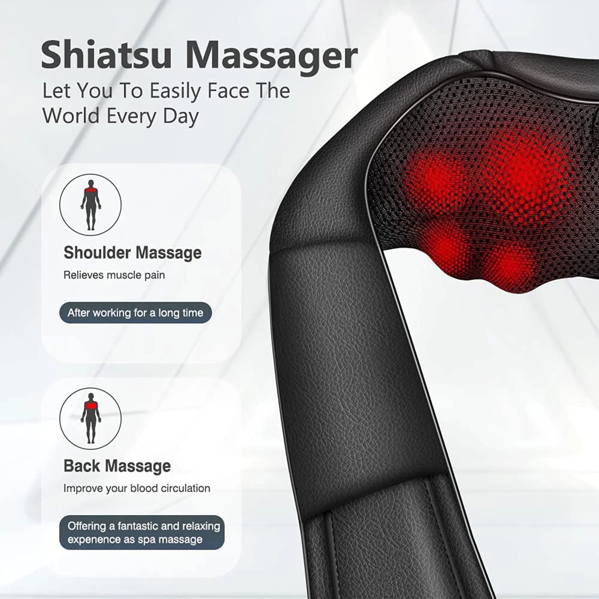Back and Neck Massager with Heat, Shiatsu Massager Deep Tissue Kneading Massage for Muscle Relax, Office Car Home Use