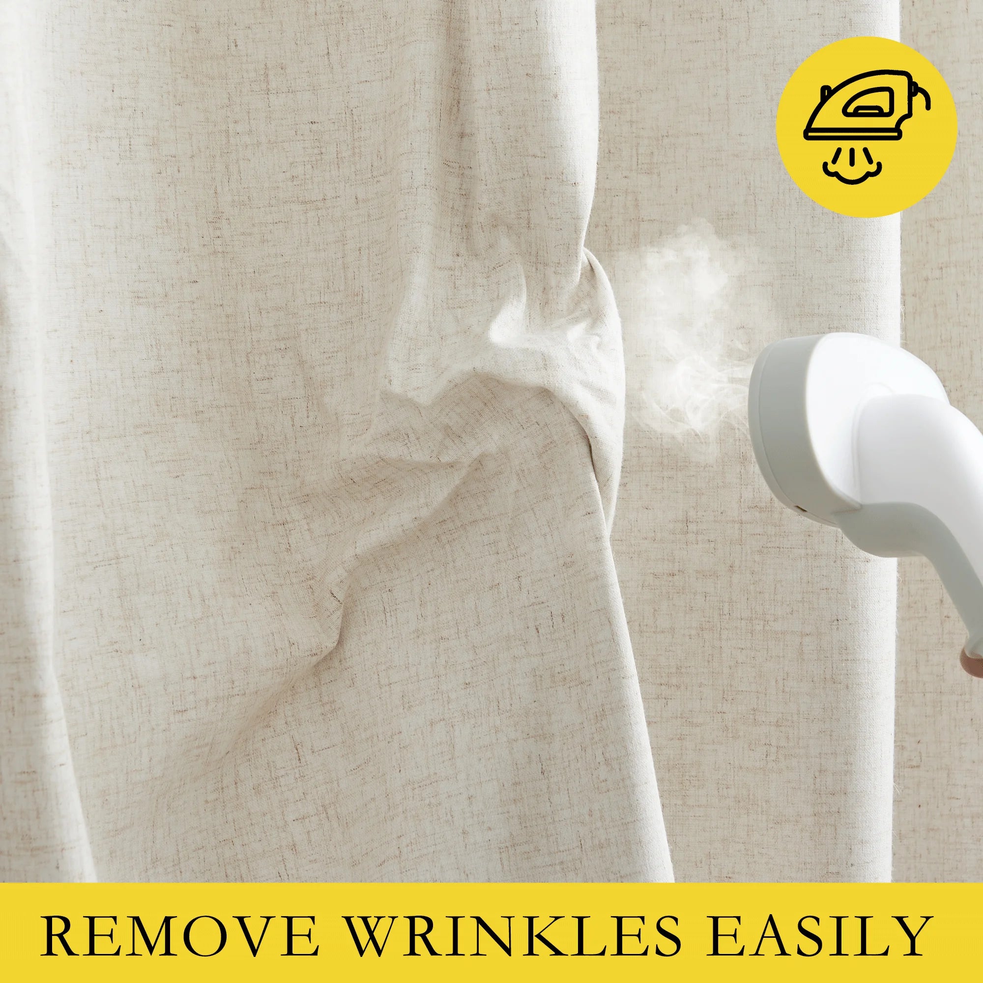 Natural Linen Blackout Curtains 102 Inches Length 2 Panels for Home Office, 52" Wide, Room Darkening Curtains Linen Textured Thermal Insulated Window Drapes for Bedroom