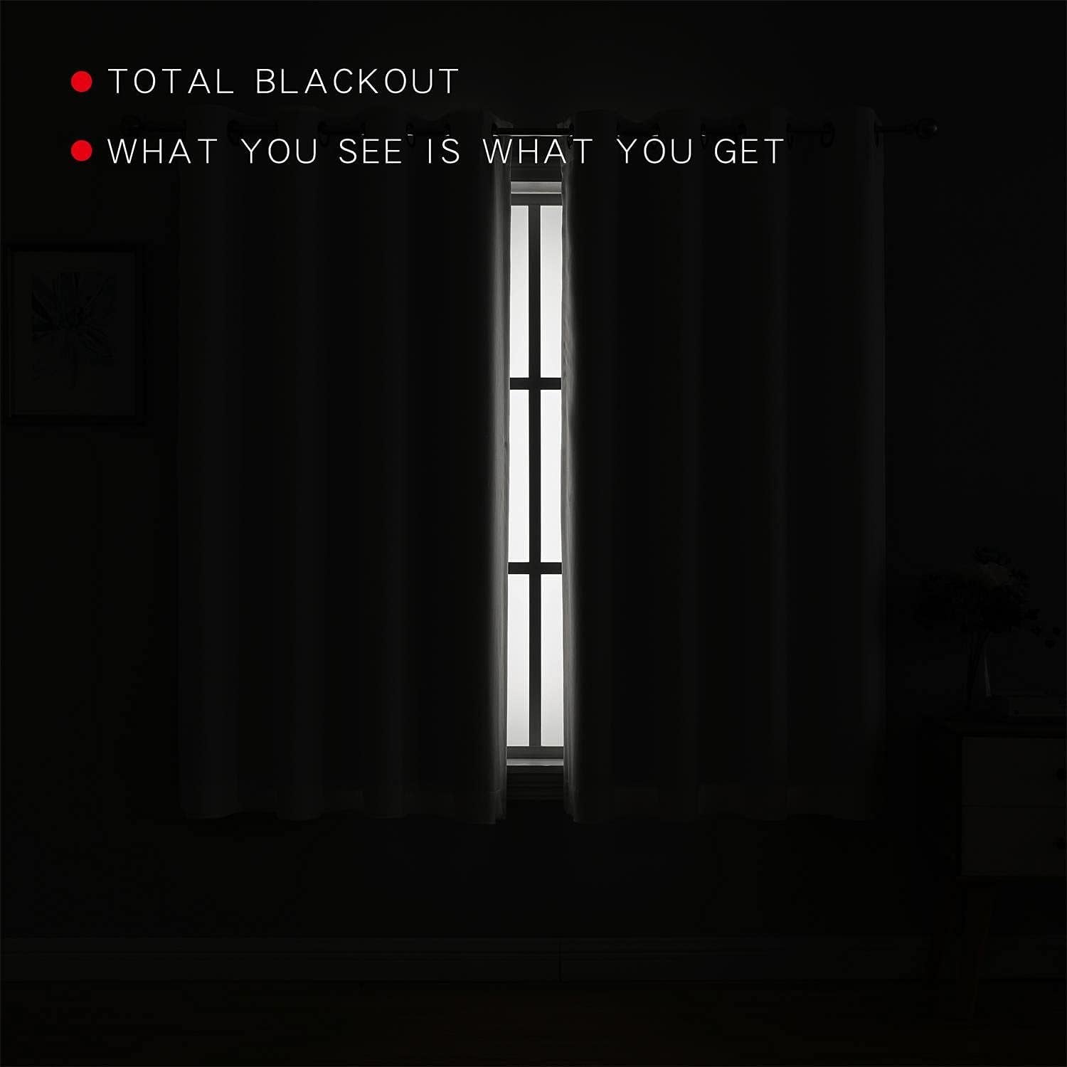 100% Blackout Curtains for Bedroom Living Room 84 Inches Long White Room Darkening Window Grommet Thermal Lined Insulated Light Blocking Noise Reducing 2 Panels Set