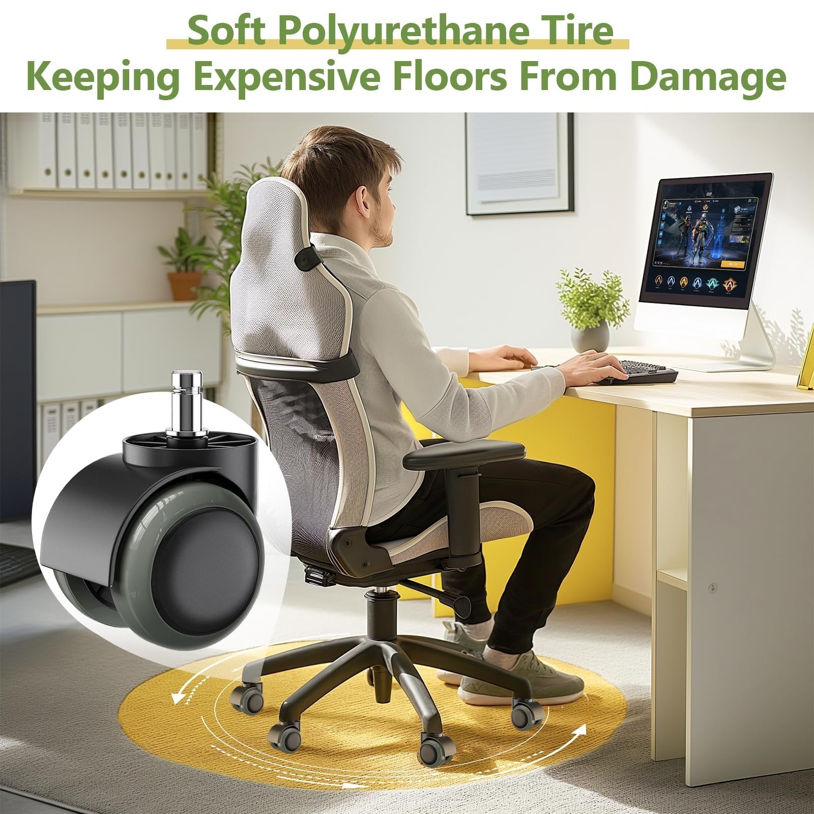 Pchero Office Chair Wheels Replacement for IKEA Chairs, 10Mm Stem (Set of 5),...