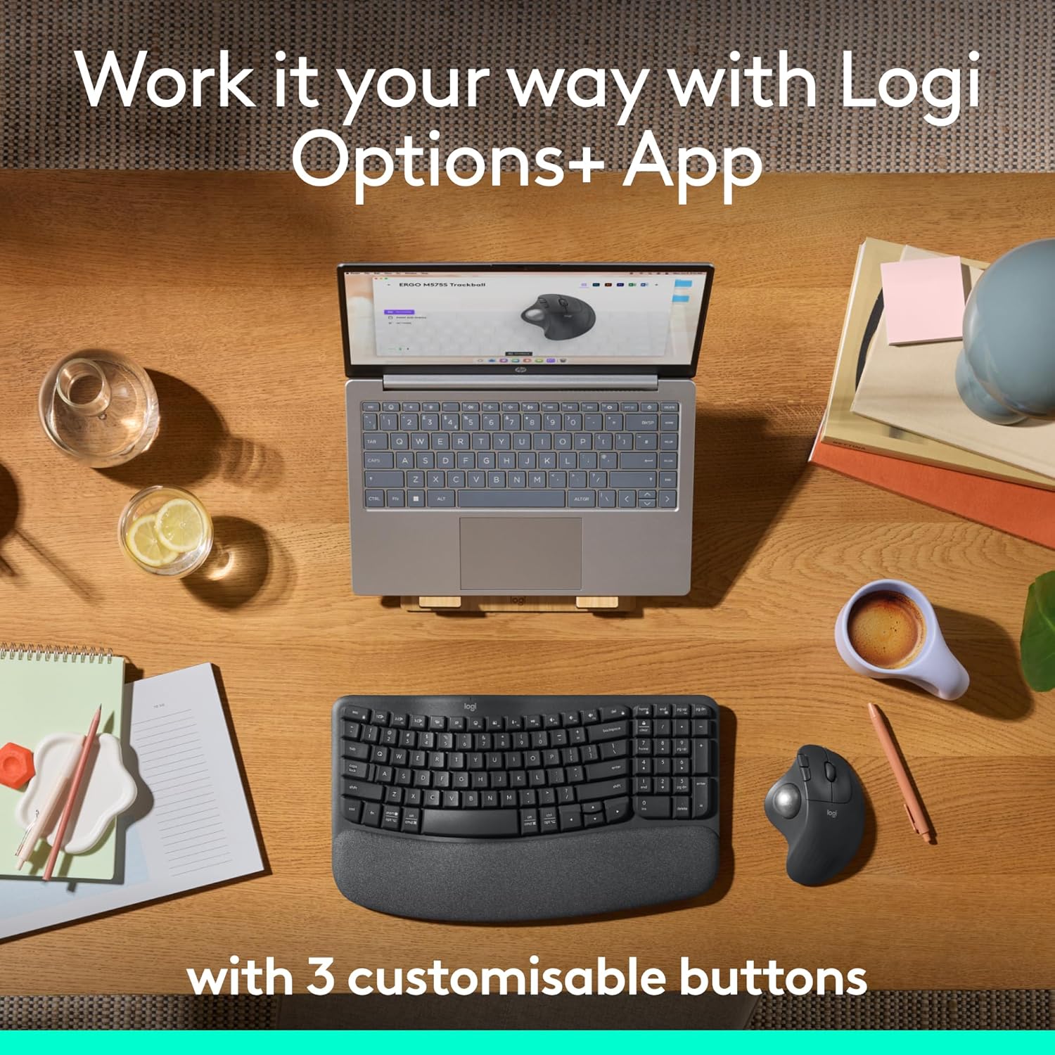 Logitech Ergo M575S Wireless Trackball Mouse, Wireless Ergonomic Mouse with Bluetooth and Encrypted Dongle, Comfortable Thumb Control, Precise and Smooth Tracking, for PC/Mac
