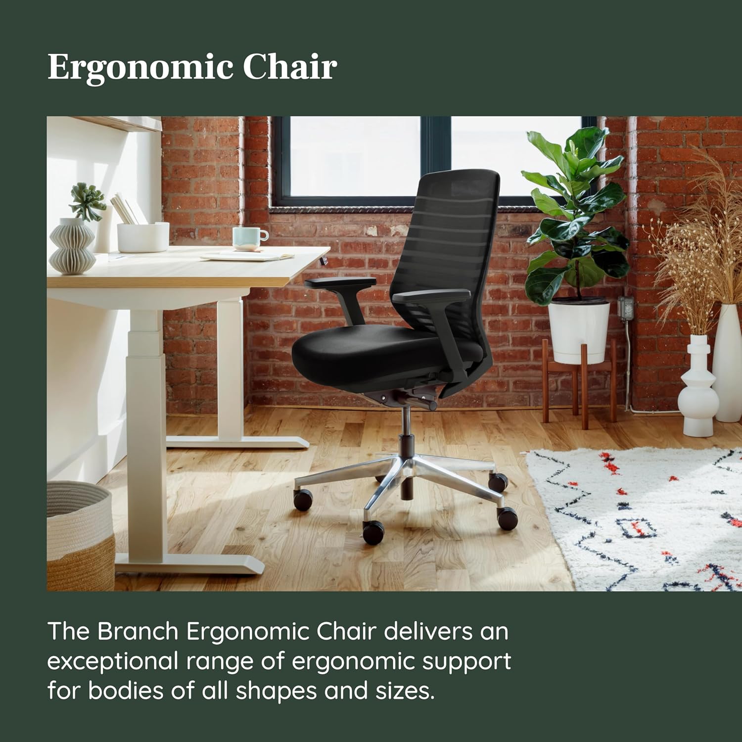 Branch Ergonomic Chair - A Versatile Desk Chair with Adjustable Lumbar Support, Breathable Mesh Backrest, and Smooth Wheels - Experience Optimal Comfort and Support